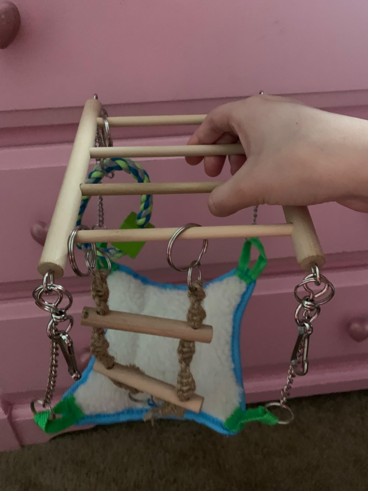 Trixie Small Animal Suspension Bridge, Hanging Cage Accessory with Hammock and Climbing Toys - Ladder and Ring, Ideal for Rats, Ferrets, Guinea Pigs, Mice customer photo 1
