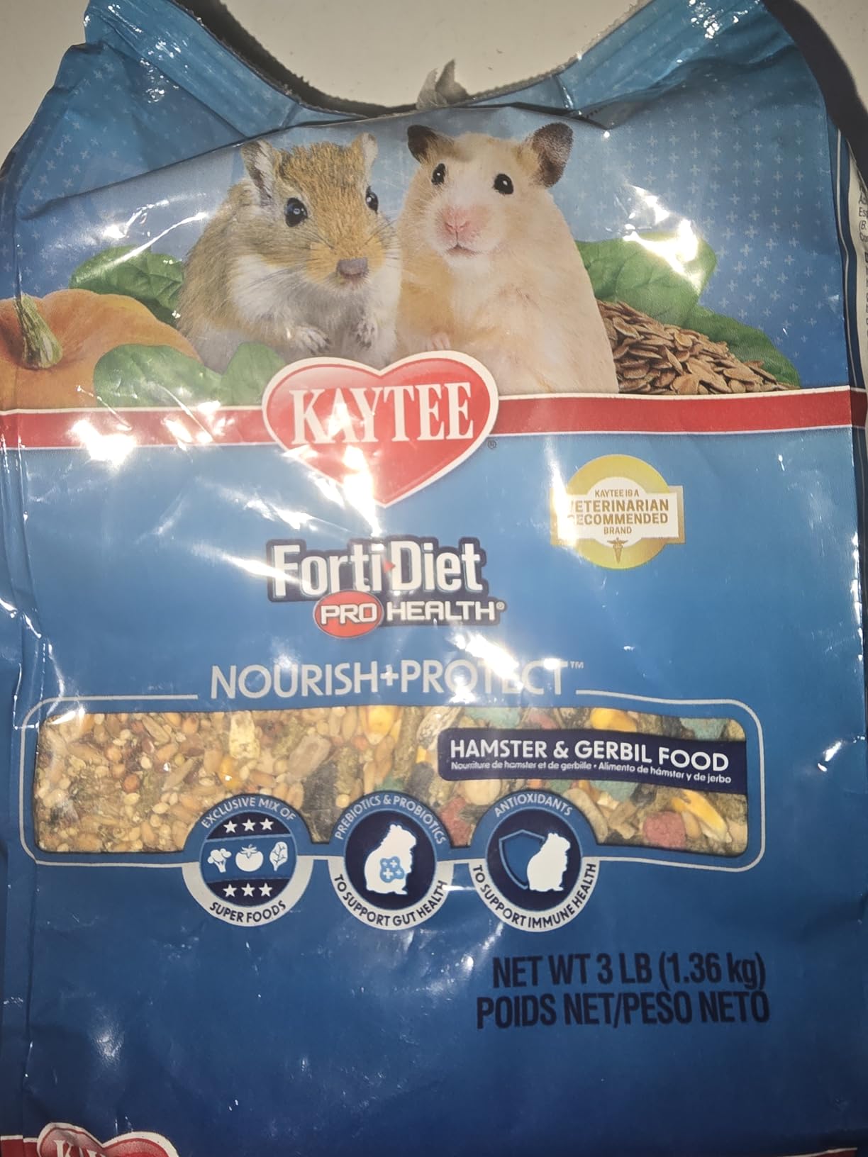 Kaytee Forti-Diet Pro Health Nourish+Protect Hamster Food & Gerbil Food | Digestive support for hamsters. A small animal food with superfoods. Prebiotics, probiotics, hamster food mix customer photo 2