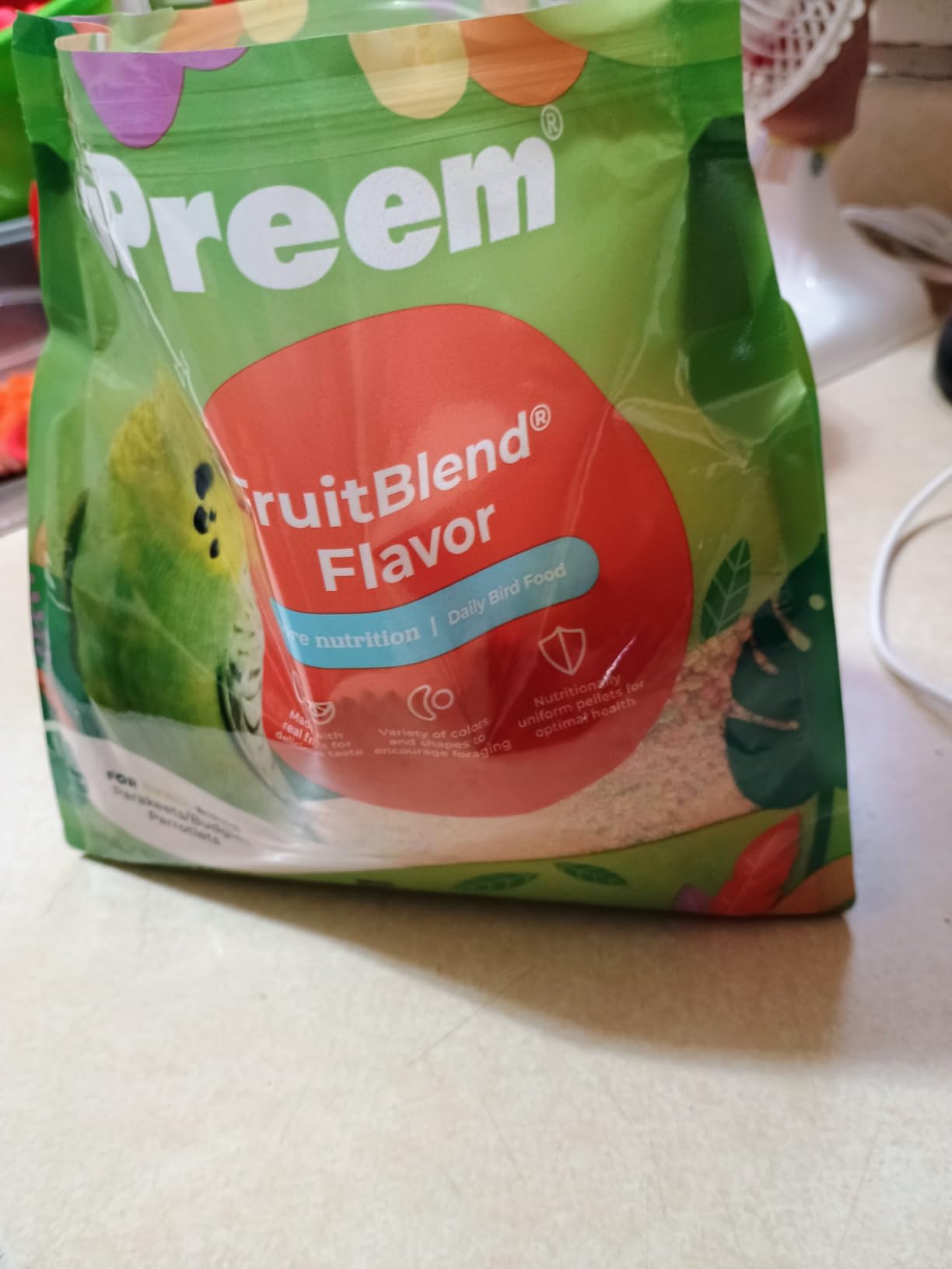 ZuPreem FruitBlend Parakeet & Budgie Food, Uniform Bird Food, Small, 2 lb | Bird Food Pellets, Parrot & Parakeet Food, Budgie, Parrotlet, Dove, Real Fruit, Uniform, Vitamins, Minerals, Made in USA customer photo 2