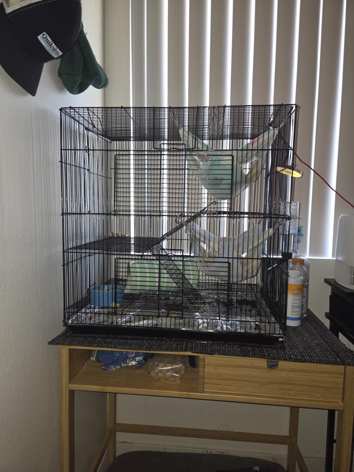 3-Levels Easy Portable Collapsible Ferret Chinchilla Sugar Glider Rats Mouse Animal Critter Bite-Proof Metal Carrier Travel Cage with Narrow 3/8-Inch Bar Spacing Easy to Setup No Tools Needed customer photo 2