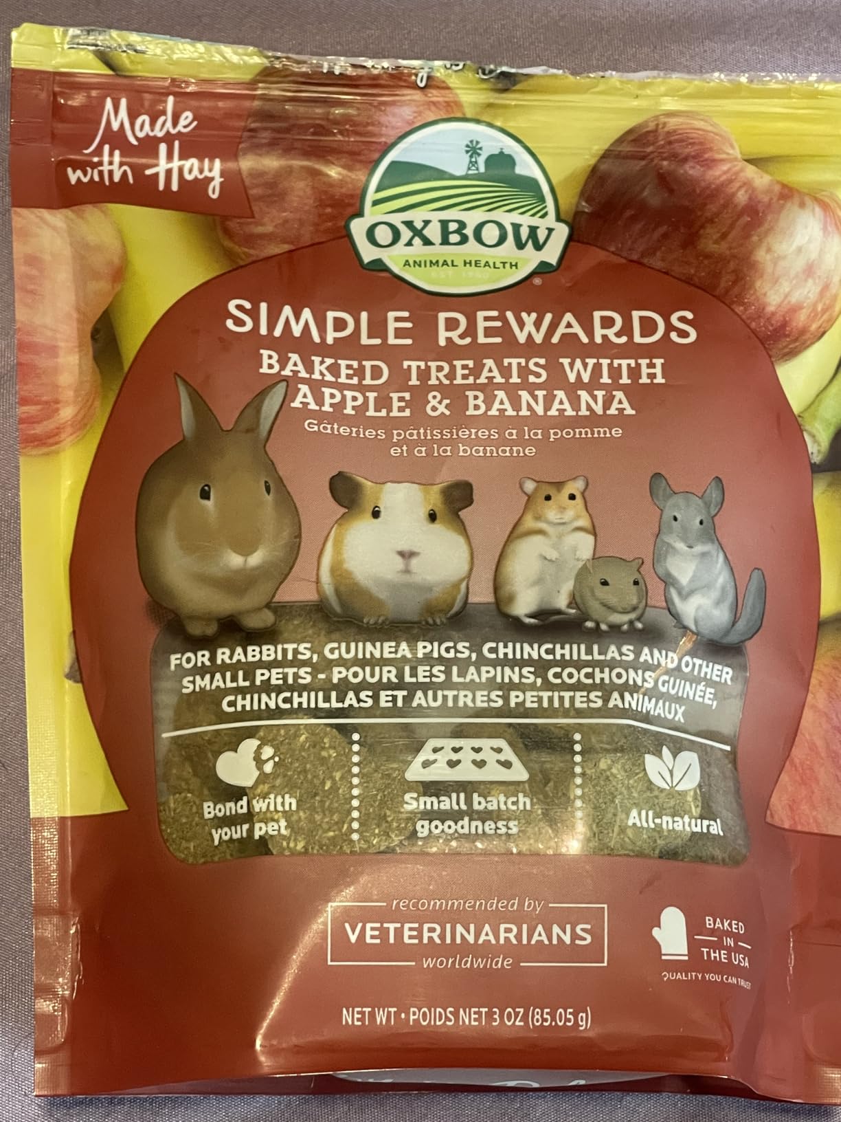 Oxbow Simple Rewards Guinea Pig & Rabbit Treats, Apple Banana, Baked, 3 oz customer photo 1