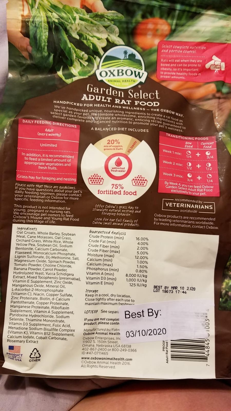 Oxbow Garden Select Adult Rat Food, Rat Food Pellets, Non-GMO, 2.5 lb customer photo 2