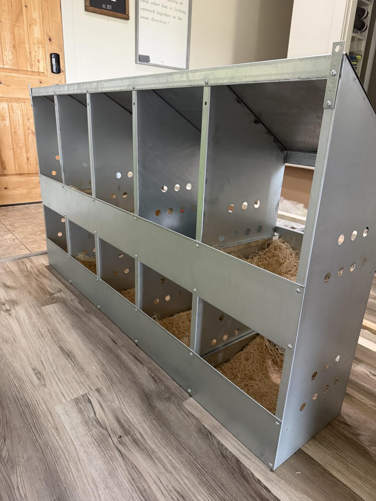 Brower 2-Tier 6-Hole Galvanized Steel Chicken Nesting Box, 30 to 40 Hen Capacity - Outdoor Poultry Laying Station with Hinged Folding Perches, Ventilated Design & Slanted Roof - Made in the USA customer photo 2