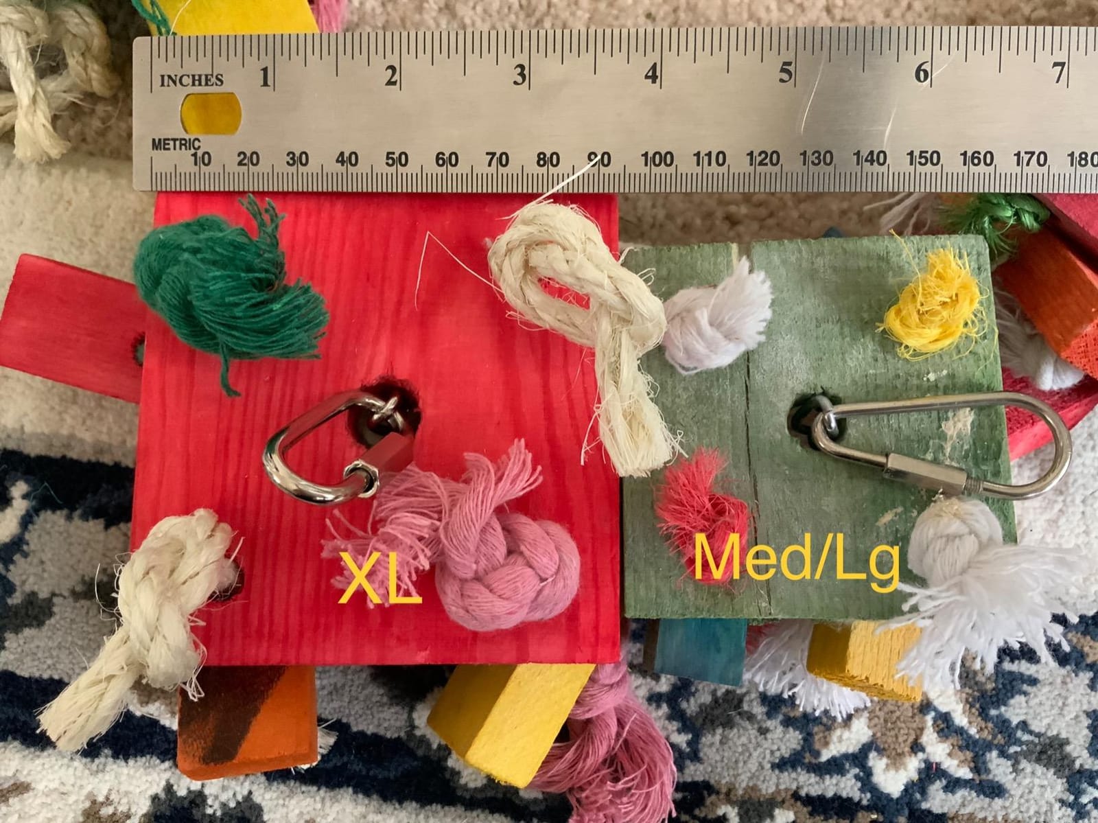 Extra Large Natural Wood Bird Toys for Macaws, African Grey, Amazon Parrots - MEWTOGO, Fun to Climb, Swing, Chew, Unravel, Preen, Brightly Colored Bird Gifts customer photo 2
