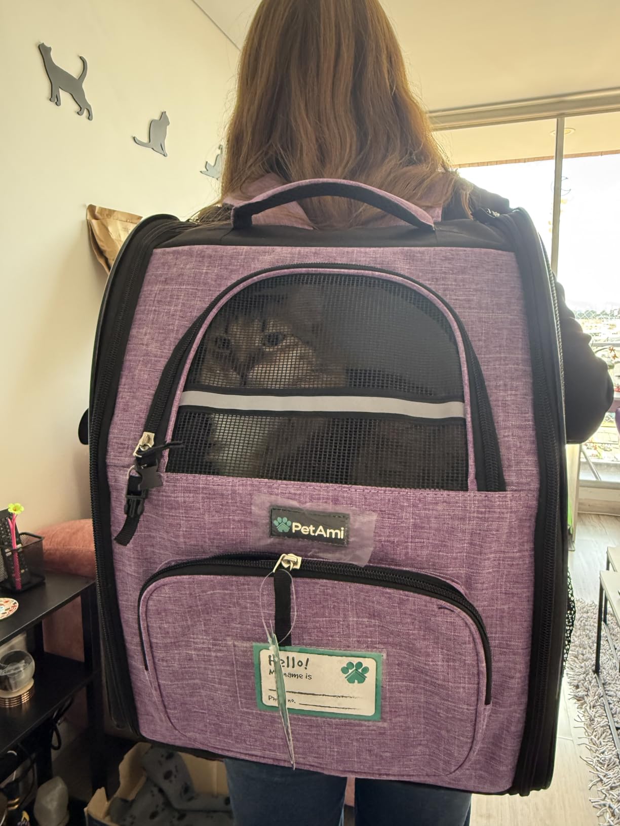 PetAmi Dog Backpack Carrier Airline Approved Cat Pet Puppy Bag, Black customer photo 2