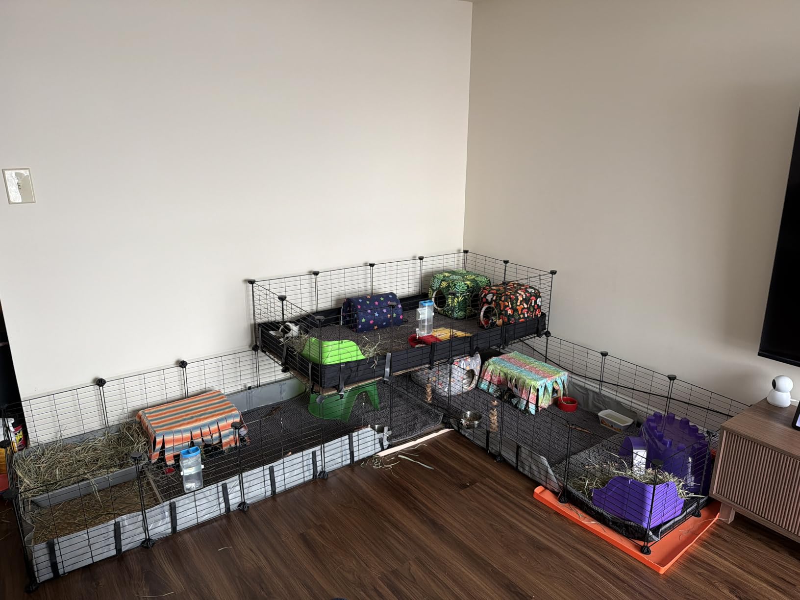 SONGMICS Pet Playpen, Small Animal Playpen, Rabbit Guinea Pig Cage, Zip Ties Included, Metal Wire Apartment-Style Two-Story Pet Premium Villa for Bunnies Puppies, Indoor Use, Black ULPI02H customer photo 2