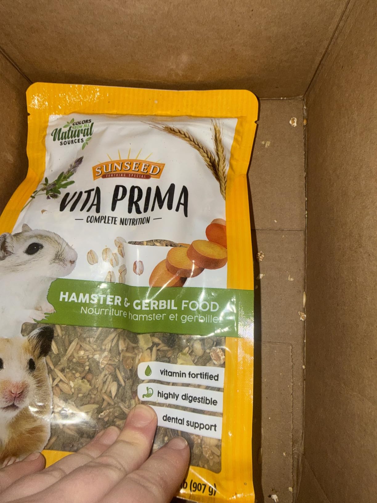 Sunseed Vitakraft Vita Prima Hamster and Gerbil Food 2 lbs Bag - Instinctive Foraging Blend with Ancient Grains Essential Vitamins and Minerals - No Artificial Colors Flavors Or Preservatives customer photo 2