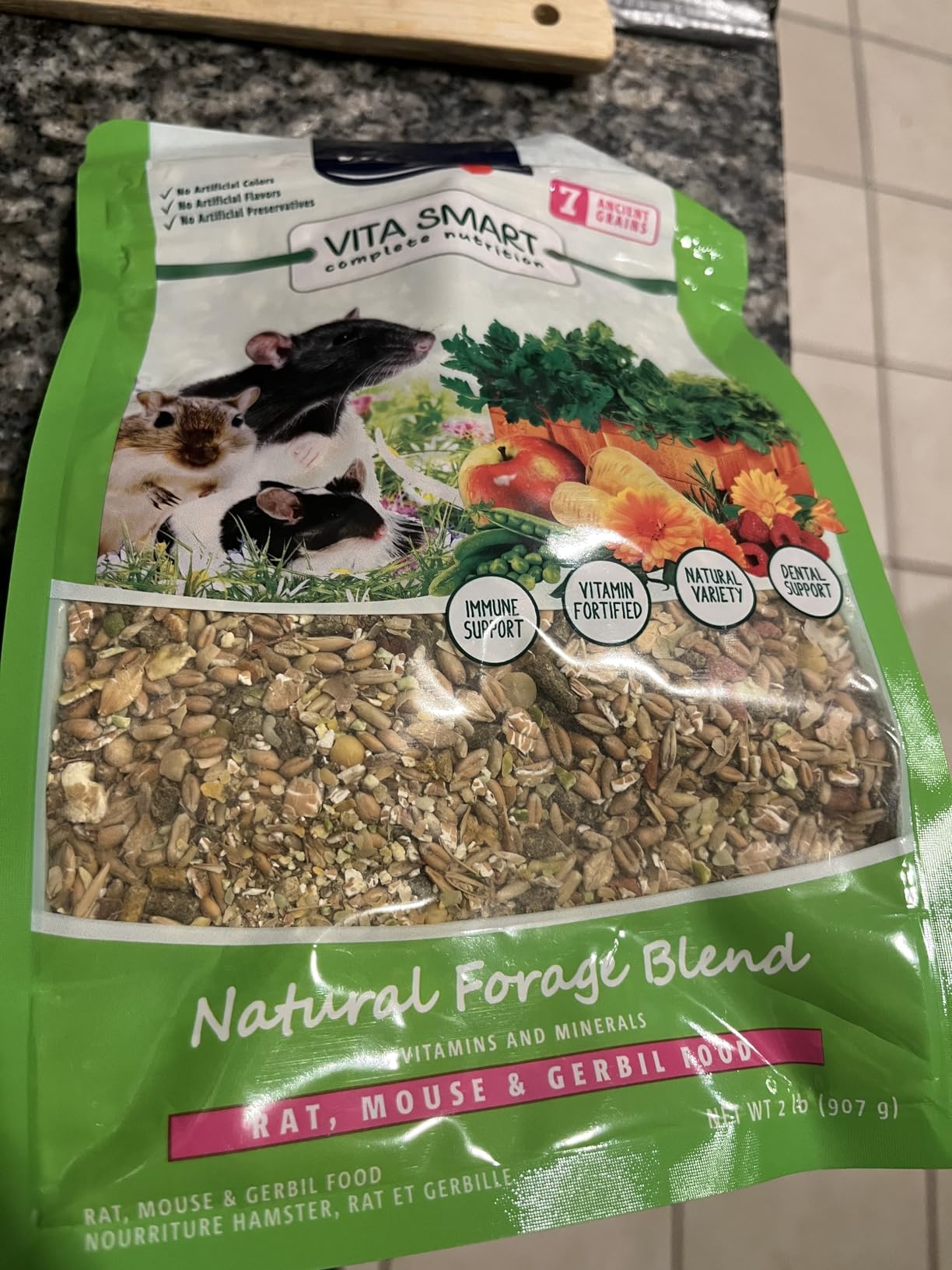 Vitakraft Vita Smart Rat Mouse and Gerbil Food 2 lb Bag with Wholesome Daily Nutrition Premium Seeds Grains Vegetables Fruits Fortified with Essential Vitamins Minerals for Small Pet Health customer photo 1