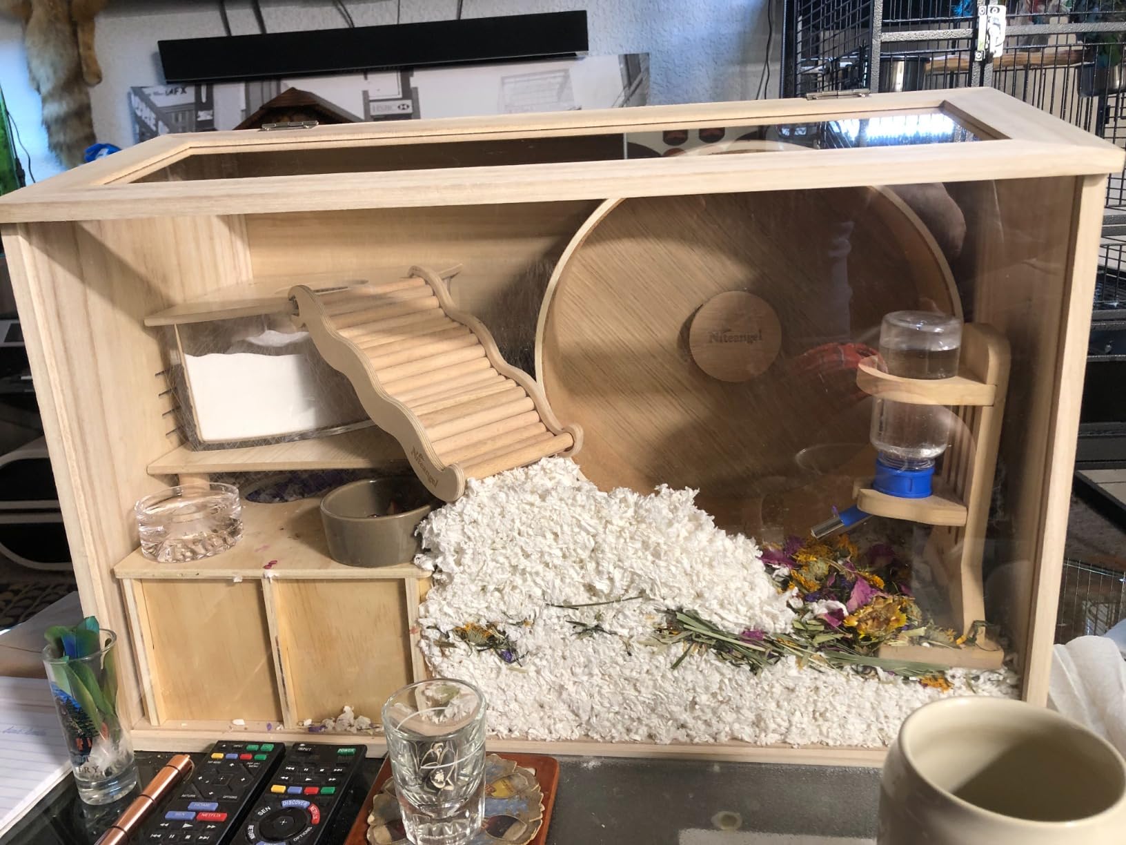 Niteangel Wooden Hamster Exercise Wheel: - Silent Hamster Running Wheel for Hamsters Gerbil Mice and Other Similar-Sized Small Pets (L) customer photo 1