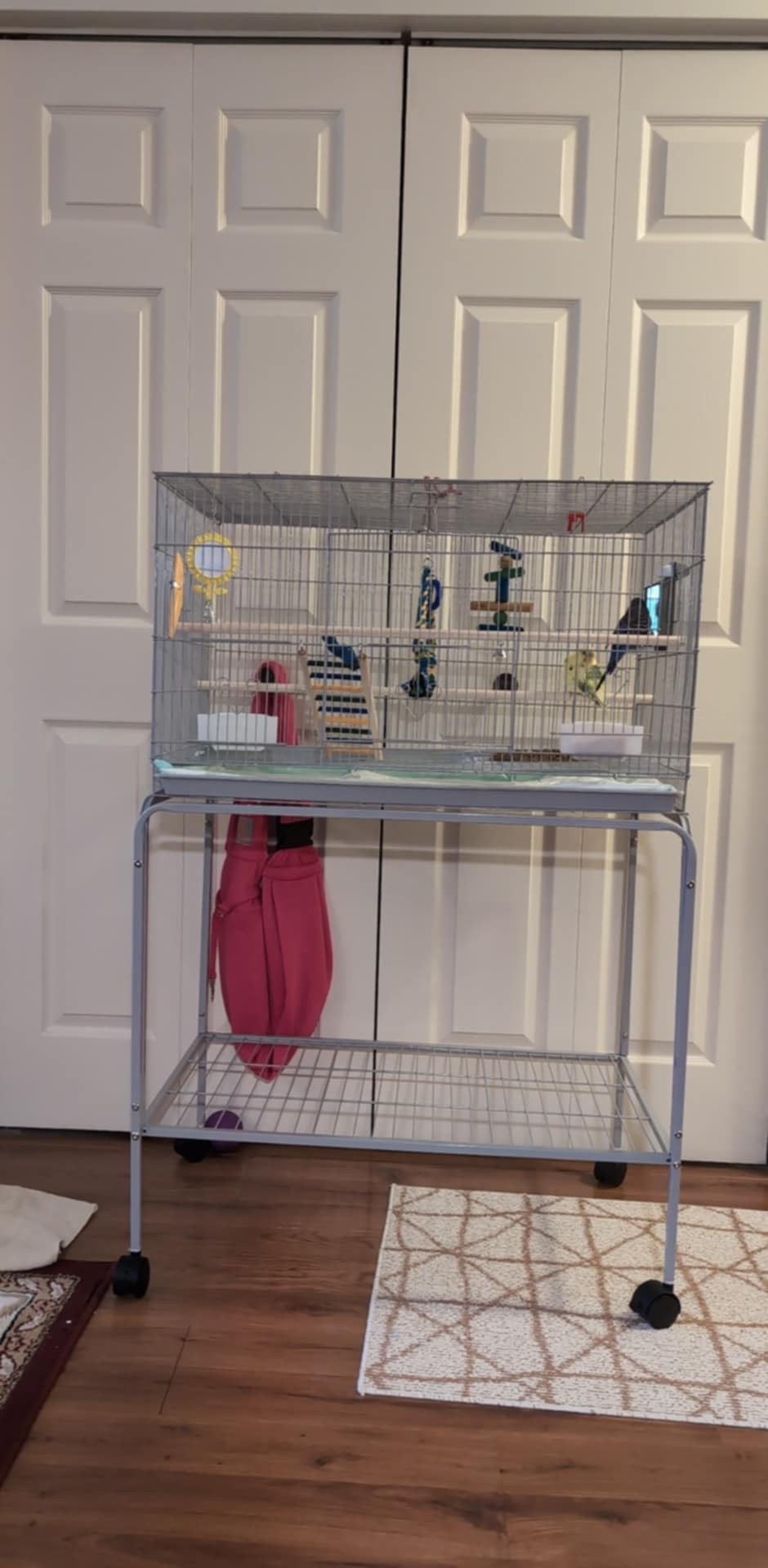 Yaheetech 47-inch Rolling Breeding Flight Bird Cages for Parakeets Budgies Finches Cockatiels Conures Lovebirds Canaries Parrots w/Detachable Stand, Black customer photo 1