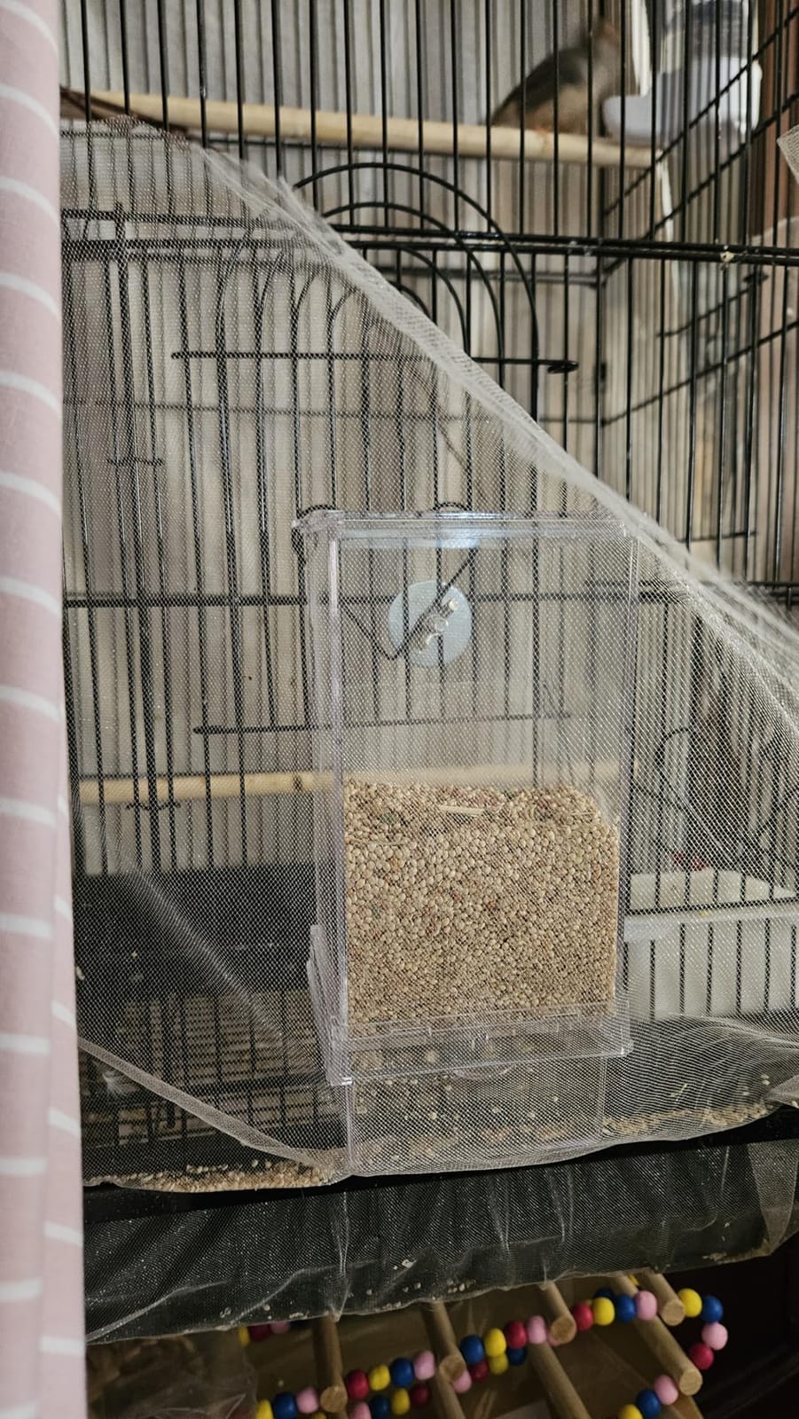 Hamiledyi No Mess Bird Cage Feeder Automatic Parrot Seed Feeders with Perch Acrylic Transparent Seed Food Container Cage Accessories for Small and Medium Parakeets Lovebirds customer photo 1