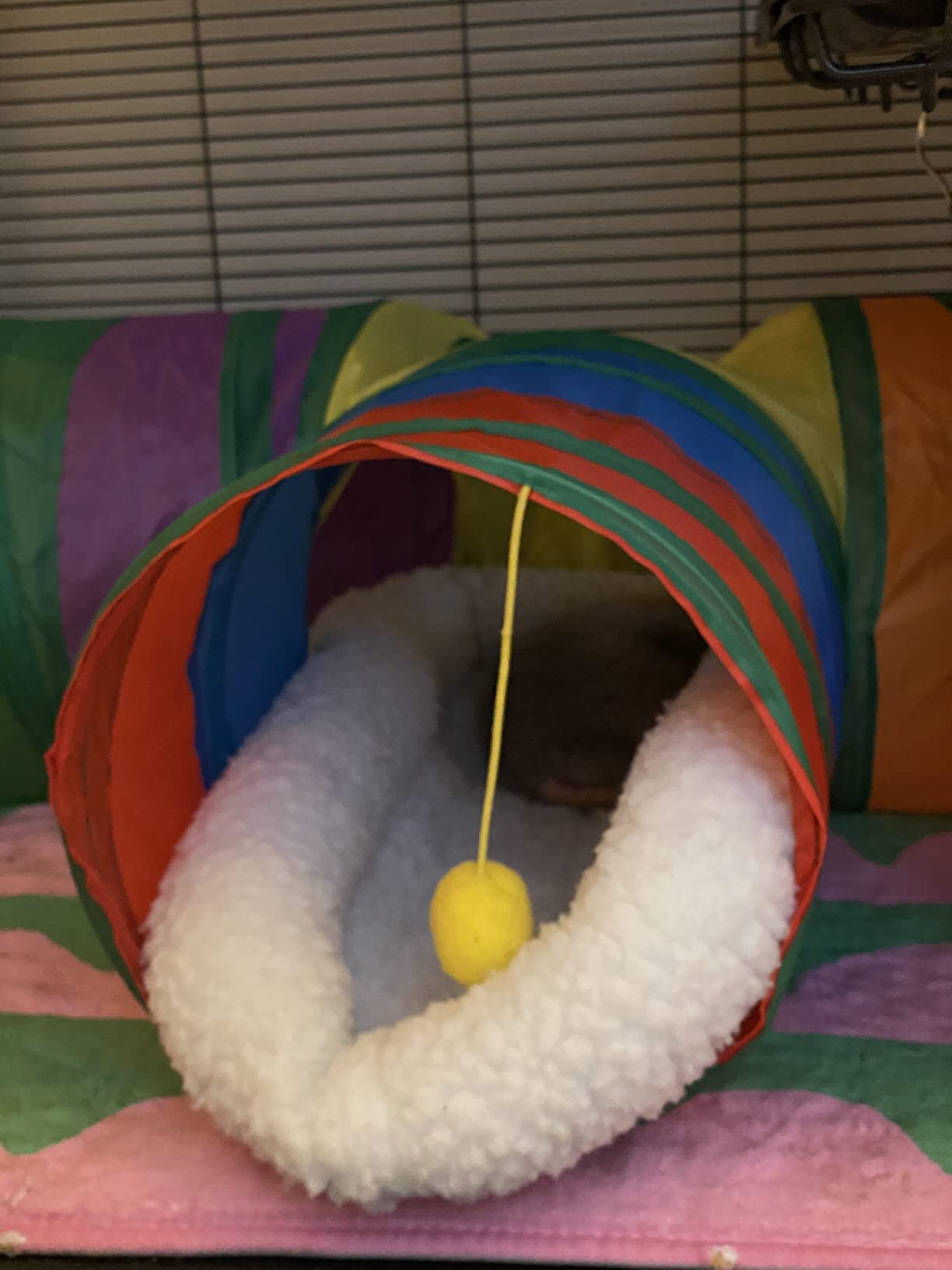 BWOGUE Bunny Tunnels & Tubes, 3-Way Collapsible Rabbit Hideout for Bunnies | Small Animal Hideout for Play, Peephole for Exploration, Ball Toy for Play, Folds Flat for Storage customer photo 1