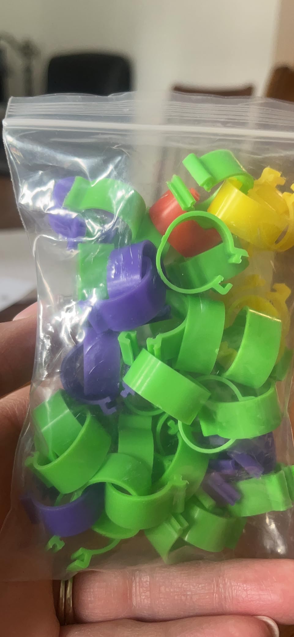 Mutai 16mm Chicken Identification Band 50PCS 16mm 5Color Plastic Poultry Chickens Ducks Leg Rings Clip-On Round Tags Poultry Identification Bands customer photo 2