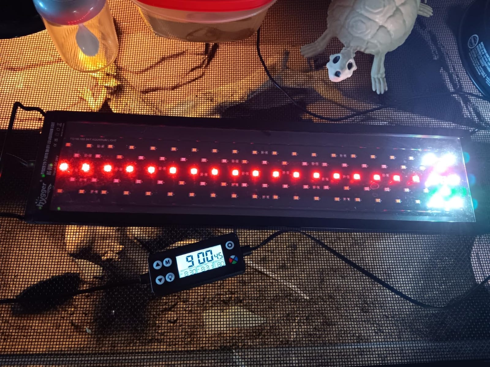 hygger Auto On Off LED Aquarium Light, Full Spectrum Fish Tank Light with LCD Monitor, 24/7 Lighting Cycle, 7 Colors, Adjustable Timer, IP68 Waterproof, 3 Modes for 12