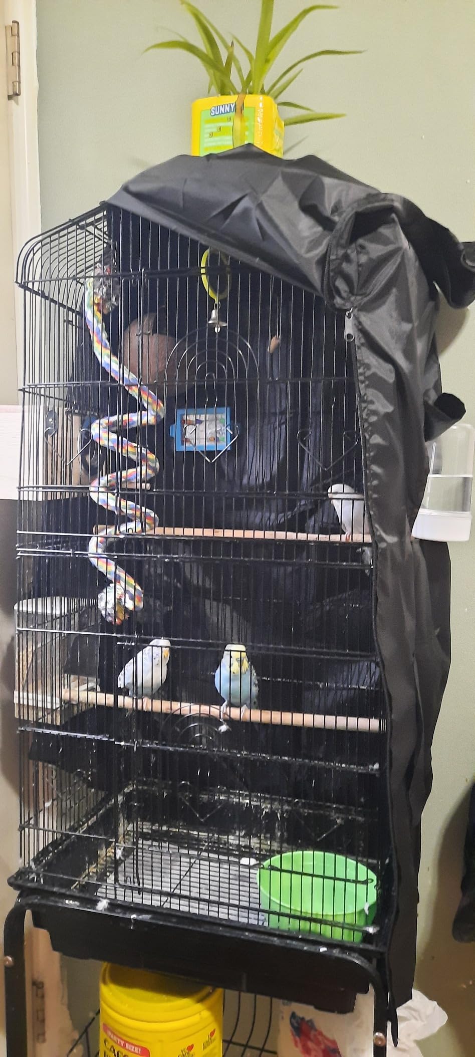 Bird Cage Cover for Night with Blackout for Parrot & Birds, Black | Universal Fit for Square Cages, Durable Washable Fabric, Blackout Birdcage Cover for Parakeets Lovebirds Budgies Macaw Conure customer photo 2