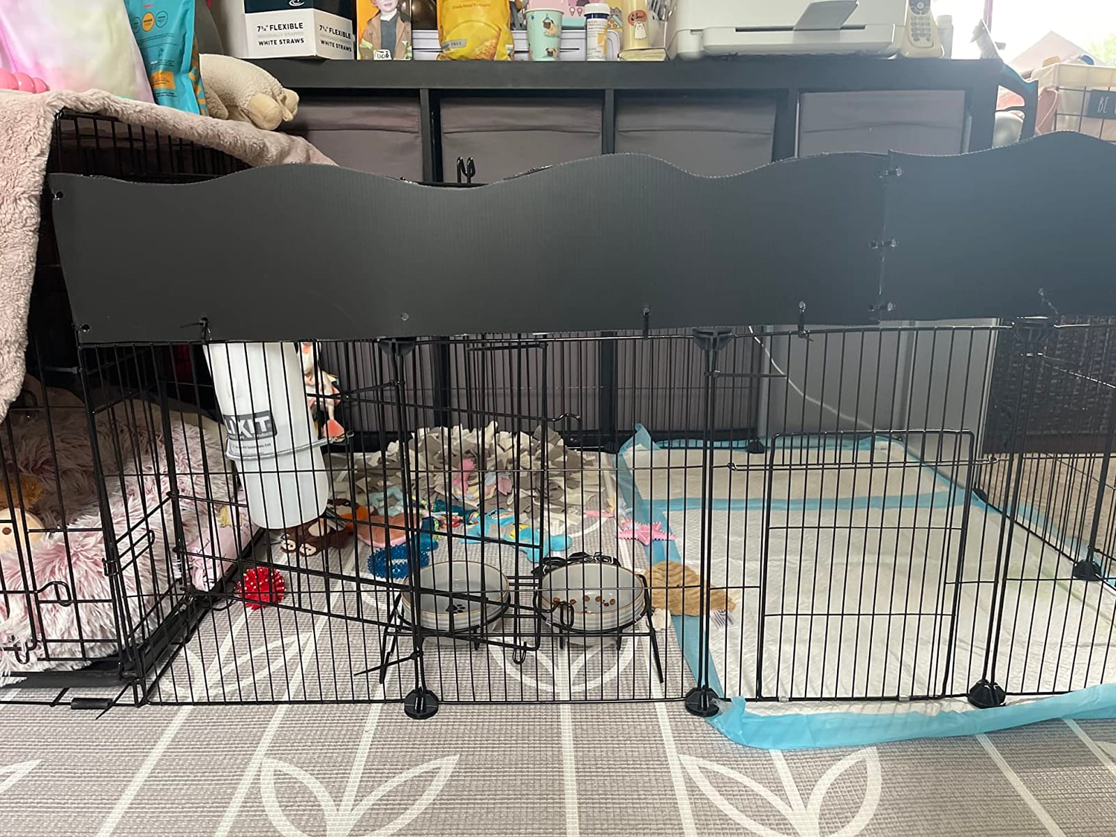 Pet Playpen, Small Animal Cage DIY Wire Fence with Door 15 Panels, Black | Portable Yard Fence for Indoor or Outdoor, for Small Animal, Puppies, Kitties, Bunny, Guinea Pigs, Turtle customer photo 1