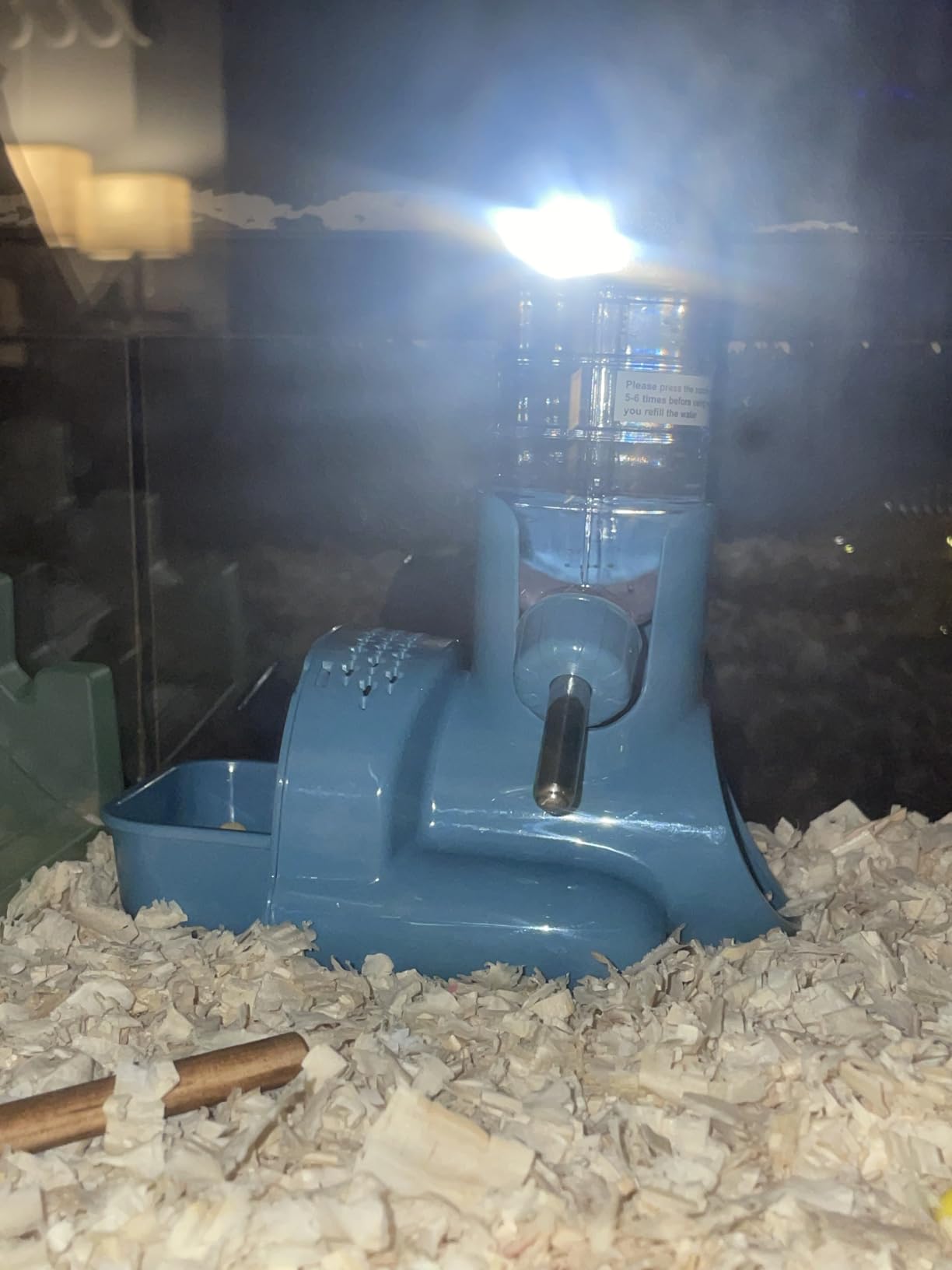 VANNON 3-in-1 Hamster Water Bottle with Food Bowl & Hideout Base, Blue | 3-in-1 feeding station combines water, food and hideout space to help keep hamster cages organized and easy to maintain. customer photo 1
