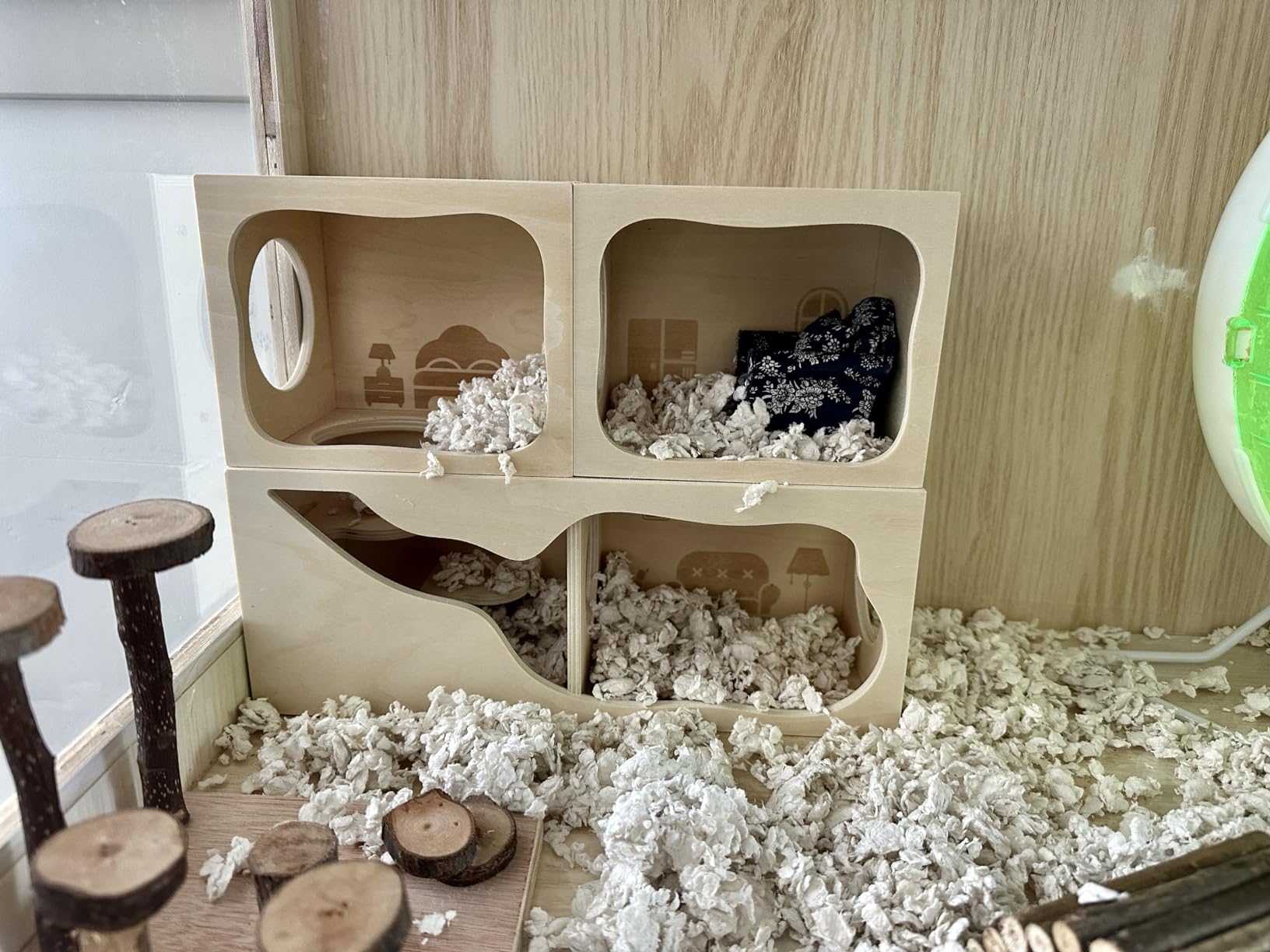 Hamster Hideout Wooden House Chamber Small Animals Pets Tunnel Exploring Toys Secret Peep Shed customer photo 1