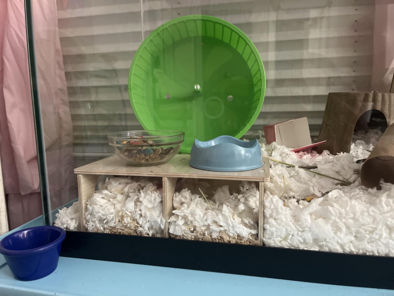 Hamiledyi Wooden Hamsters 2-Chamber Hideout-Tunnel Multi Chamber Exploring Toy Hamster Hiding Maze Tunnel Toy Platform Stuff Cage Accessories for Gerbil Rat Mice customer photo 2