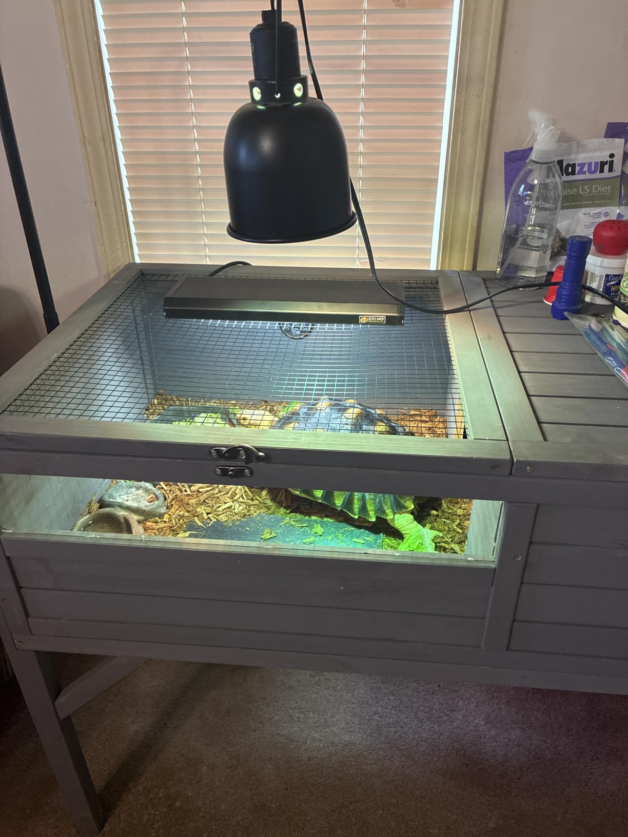 Aivituvin Tortoise Habitat Turtle Enclosure, Wooden Tortoise House Reptile Cage for Small Animals Indoor-Outdoor, Adjustable Lamp Holder Included customer photo 2