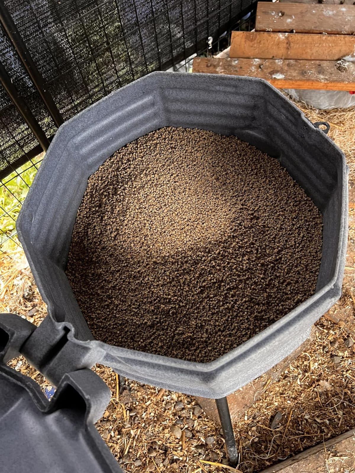 CoopWorx Poultry Feeder - 80 lb Capacity - Adjustable Height - UV Stable - Weather Resistant - 8 Feed Ports - Silo Shaped Design - Rust-Proof - Intended for Chickens/Ducks/Turkeys - Made in USA customer photo 1