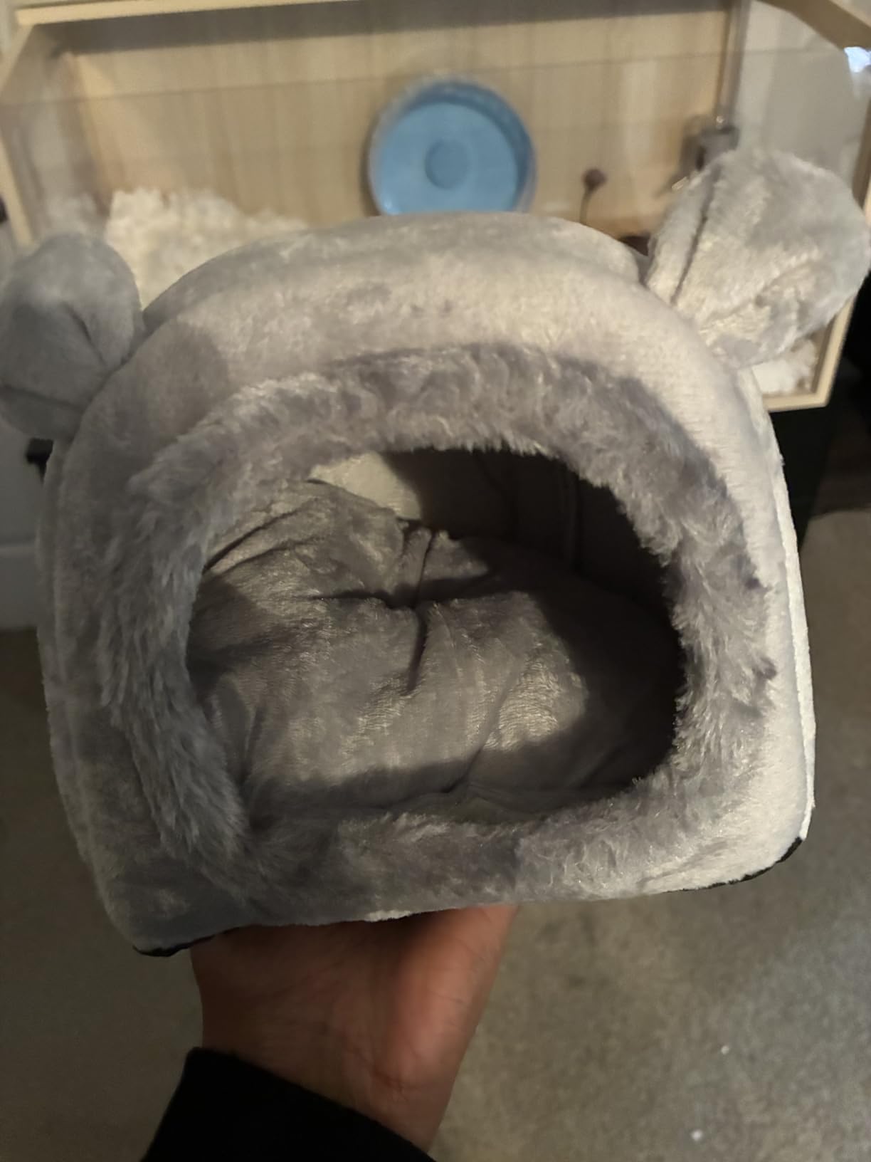 Hedgehog Bed Cave Hideout Hedgehog Accessories Hedgehog House, Hamster Small Animals Cage Supplies Warm House (Blue) customer photo 2
