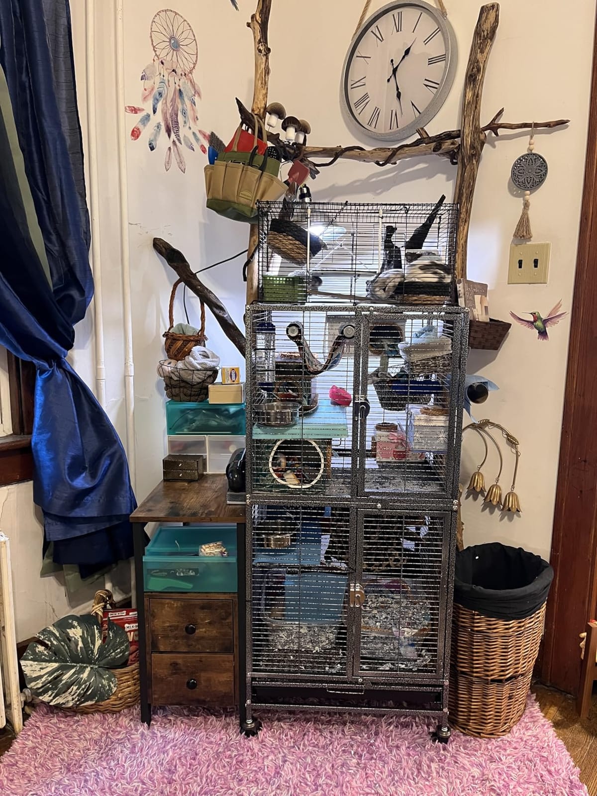 Deluxe Two Tiers Small Animal Critter Cage Tight 1/2-Inch Bar Spacing Water Bottle Food Bowl Feisty Ferret Hammock Chinchilla Rat Mice Squirrel Rabbit Sugar Glider Easy Clean Pull Out Grate Tray customer photo 1