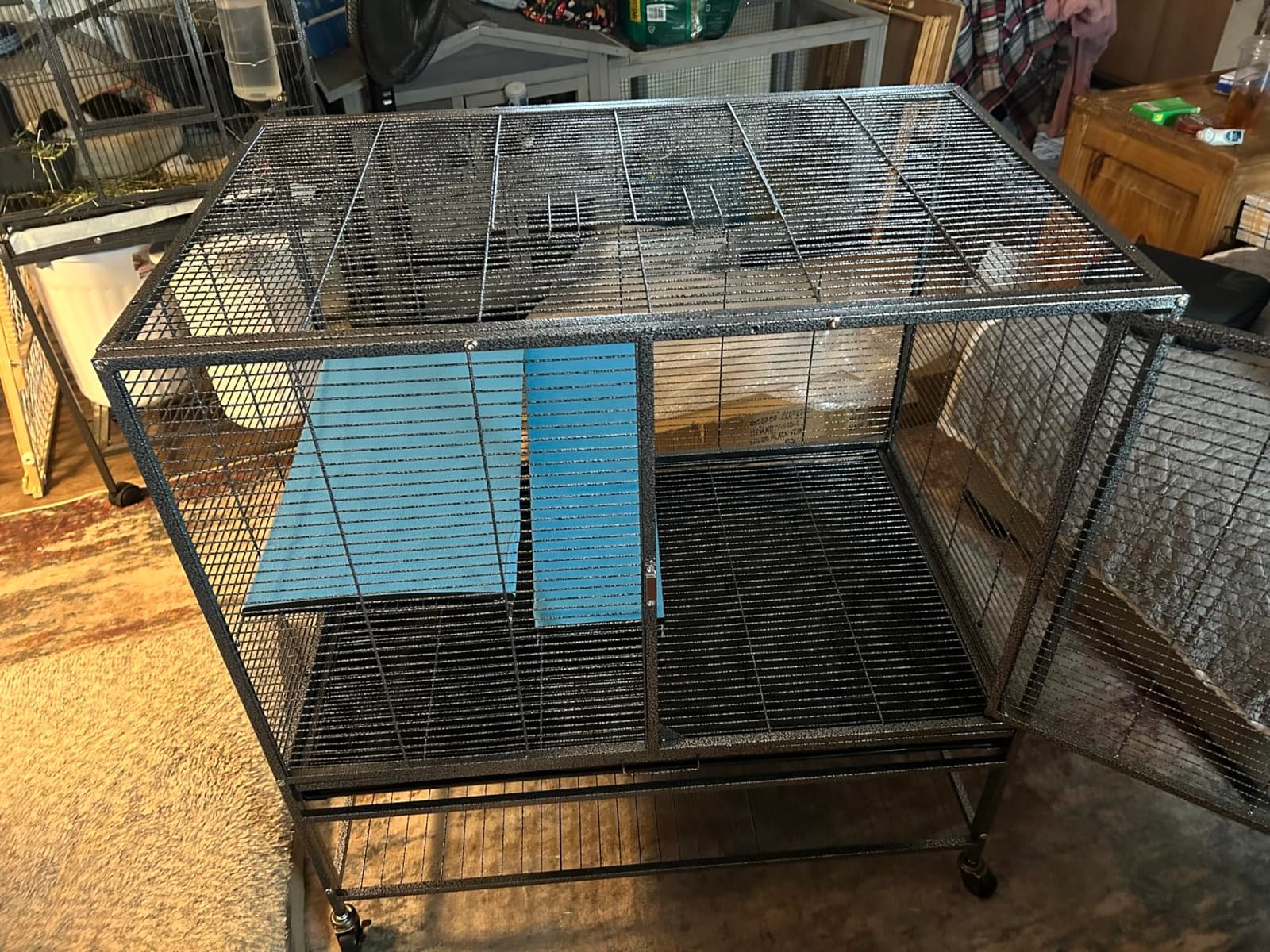 Deluxe Two Tiers Small Animal Critter Cage Tight 1/2-Inch Bar Spacing Water Bottle Food Bowl Feisty Ferret Hammock Chinchilla Rat Mice Squirrel Rabbit Sugar Glider Easy Clean Pull Out Grate Tray customer photo 2