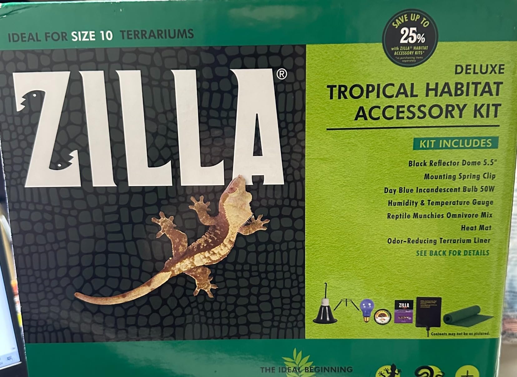 Zilla Tropical Habitat Accessory Kit, Starter Kit for Reptiles, Easy Start for Tropical-Dwelling Reptiles, Includes Lighting, Heating, Bedding and Food, Ideal for Size 10G Terrariums customer photo 1