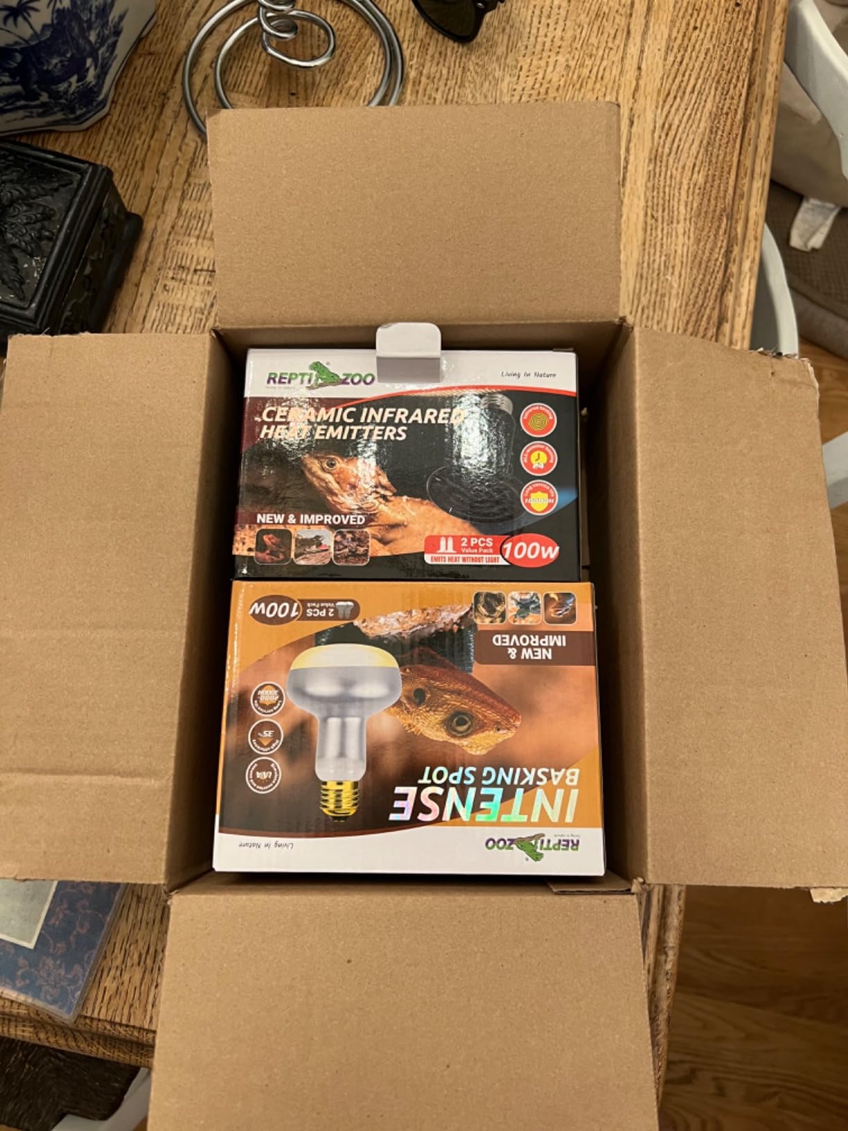 REPTI ZOO 100W Reptile Heat Lamp 2Pack Ceramic Heat Emitter Night Heat Lamp Bulbs Reptile Terrarium Heat lamp Tank Heat Bulb for Turtle Bearded Dragon Gecko Lizard Snake Chicken E26 customer photo 1