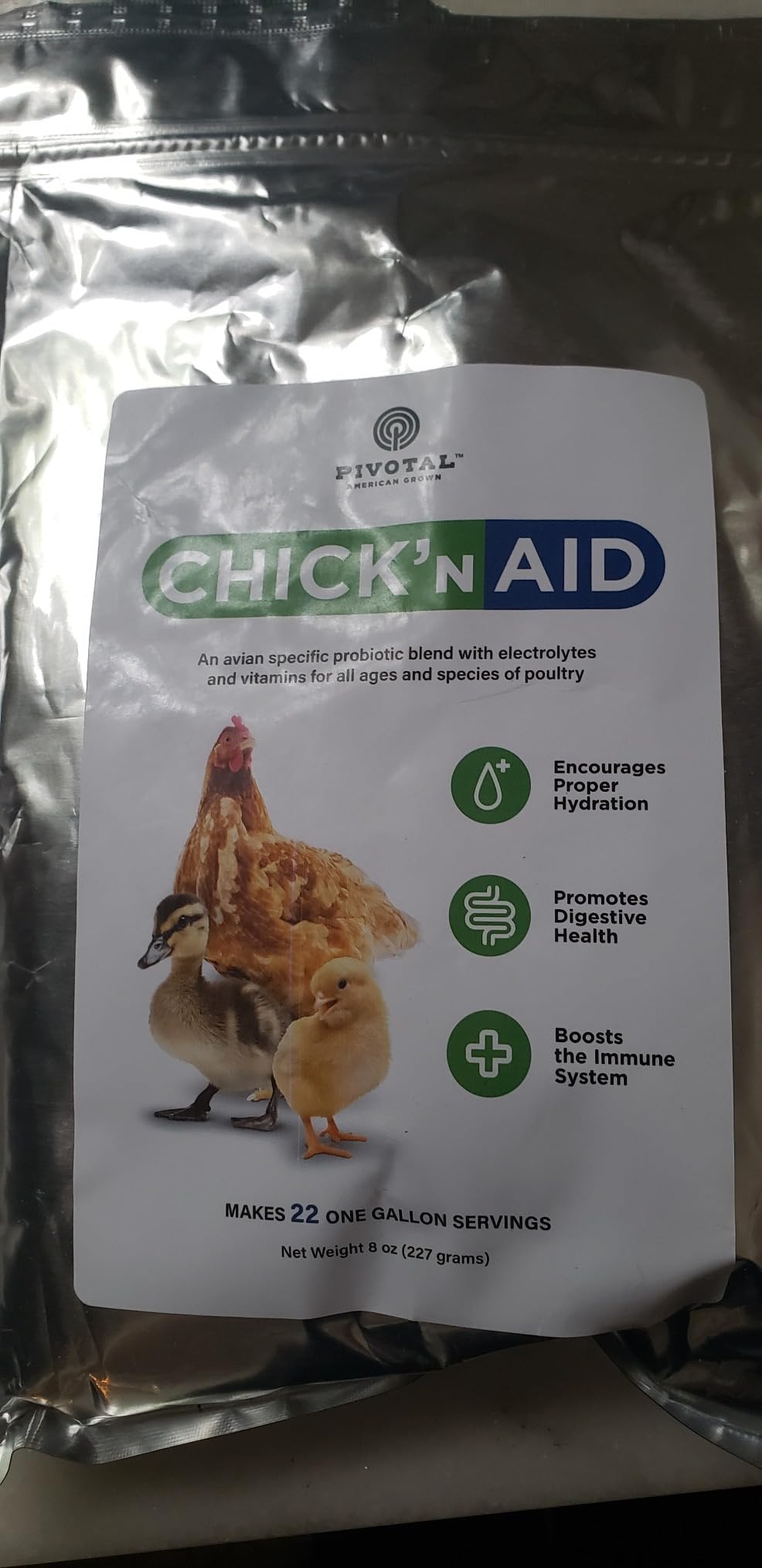 Feeds Chick'n Aid Poultry Supplement 8 oz | Electrolytes, Probiotics & Vitamins, For Chickens, Ducks & Turkeys, Supports Hydration, Gut Health & Immune Function customer photo 2