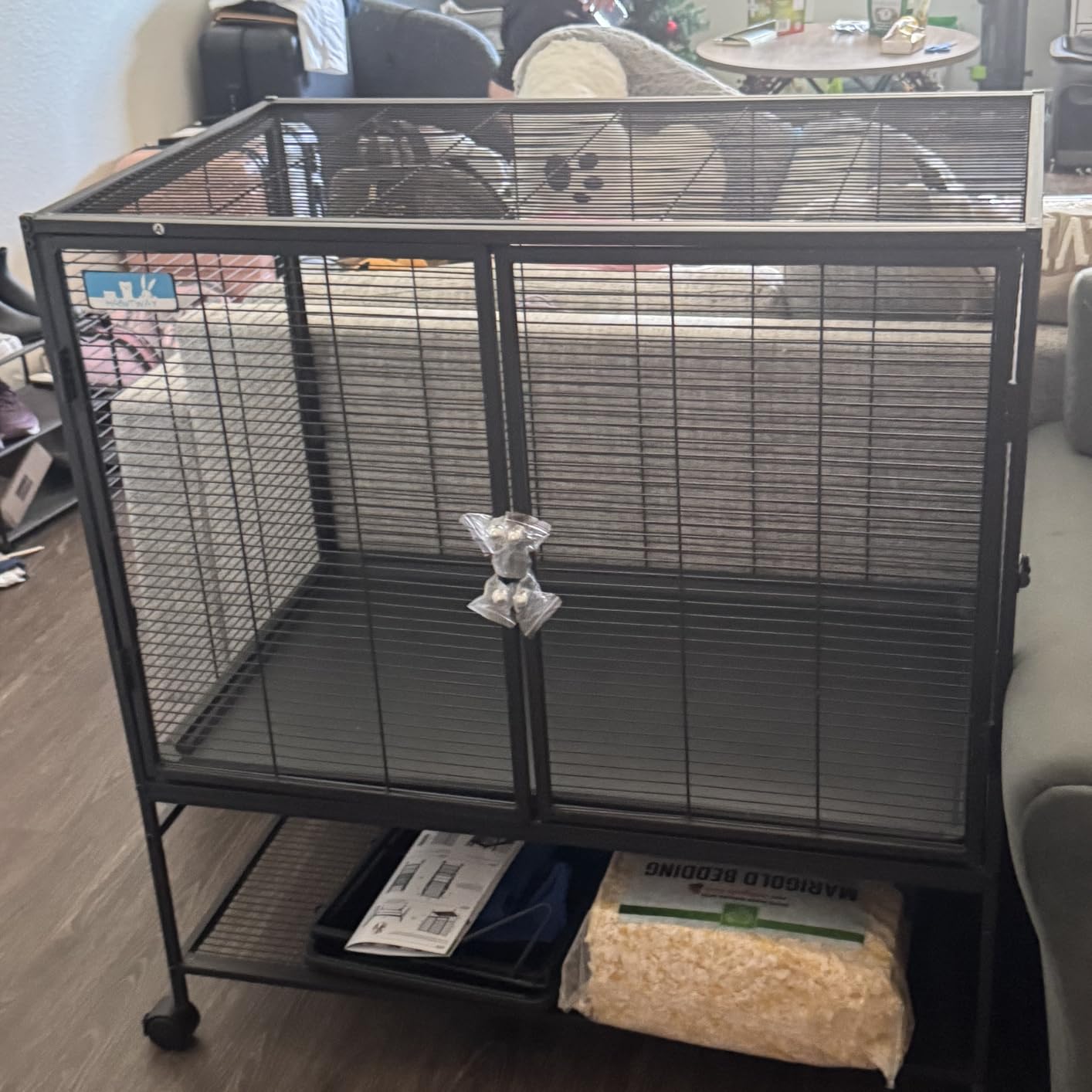 HABUTWAY 40''H Large Metal Rolling Ferrets Cage, 2-Tiers Small Animal Cages, Cage for Rats/Chinchillas, 0.5'' Bar Spacing for Ferret, Small Animal Cage w/Removable Ramp & Platform customer photo 1