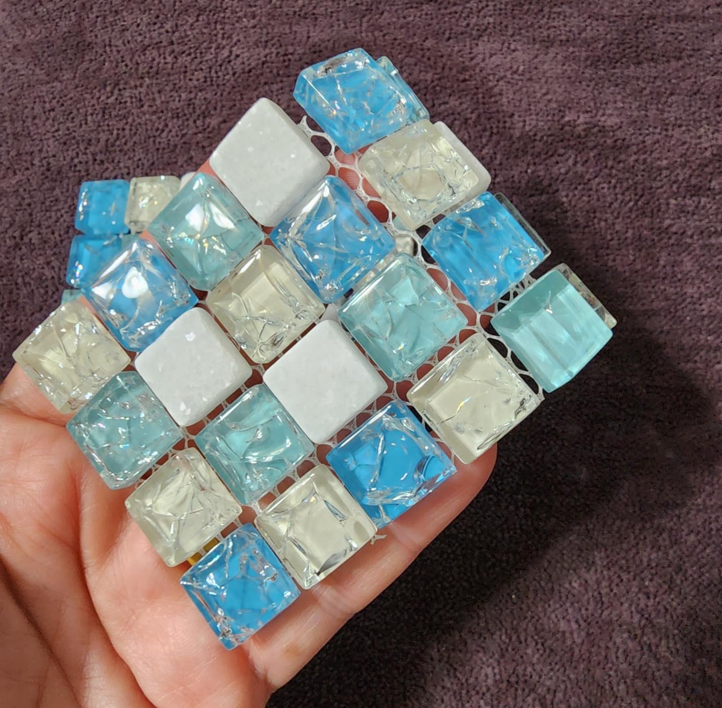 Crystal Hamster Cooling Pad, Scalable Quartz Glass Ice Crack Small Animal Bed for Summer, Small Pet Cooling Pad for Dwarf Hamster (Blue, M, 6*10cm) customer photo 1