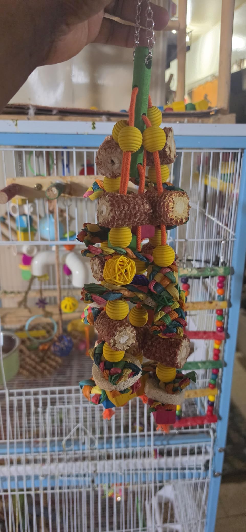 Bird Toys, Parrot Toys for Large Birds, Natural Corn cob and Loofah Slices Bird chew Toys for African Grey Parrots, Macaws, Cockatoos, Amazon Parrot and other Small and Medium-Sized Parrot customer photo 1
