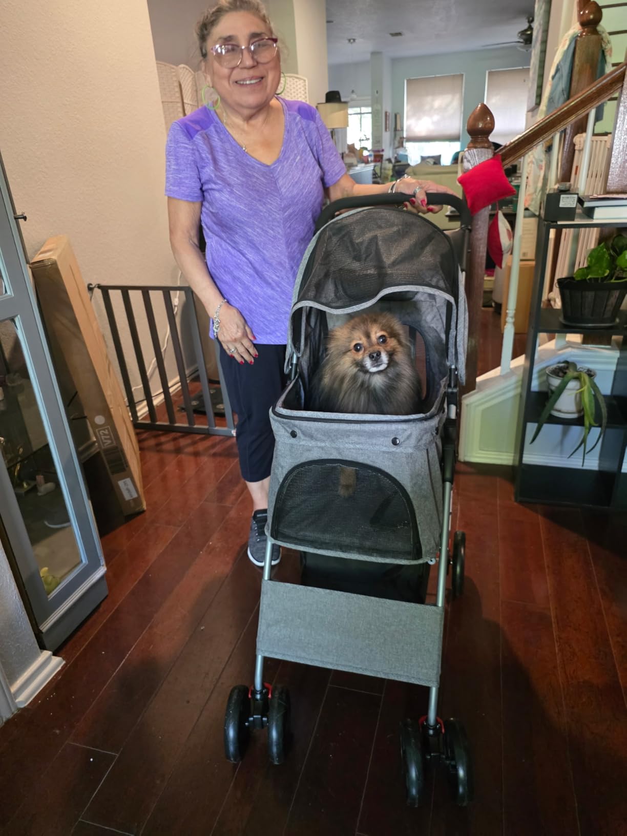 ZENY Foldable Pet Stroller, Cat/Dog Stroller with 4 Wheels customer photo 2