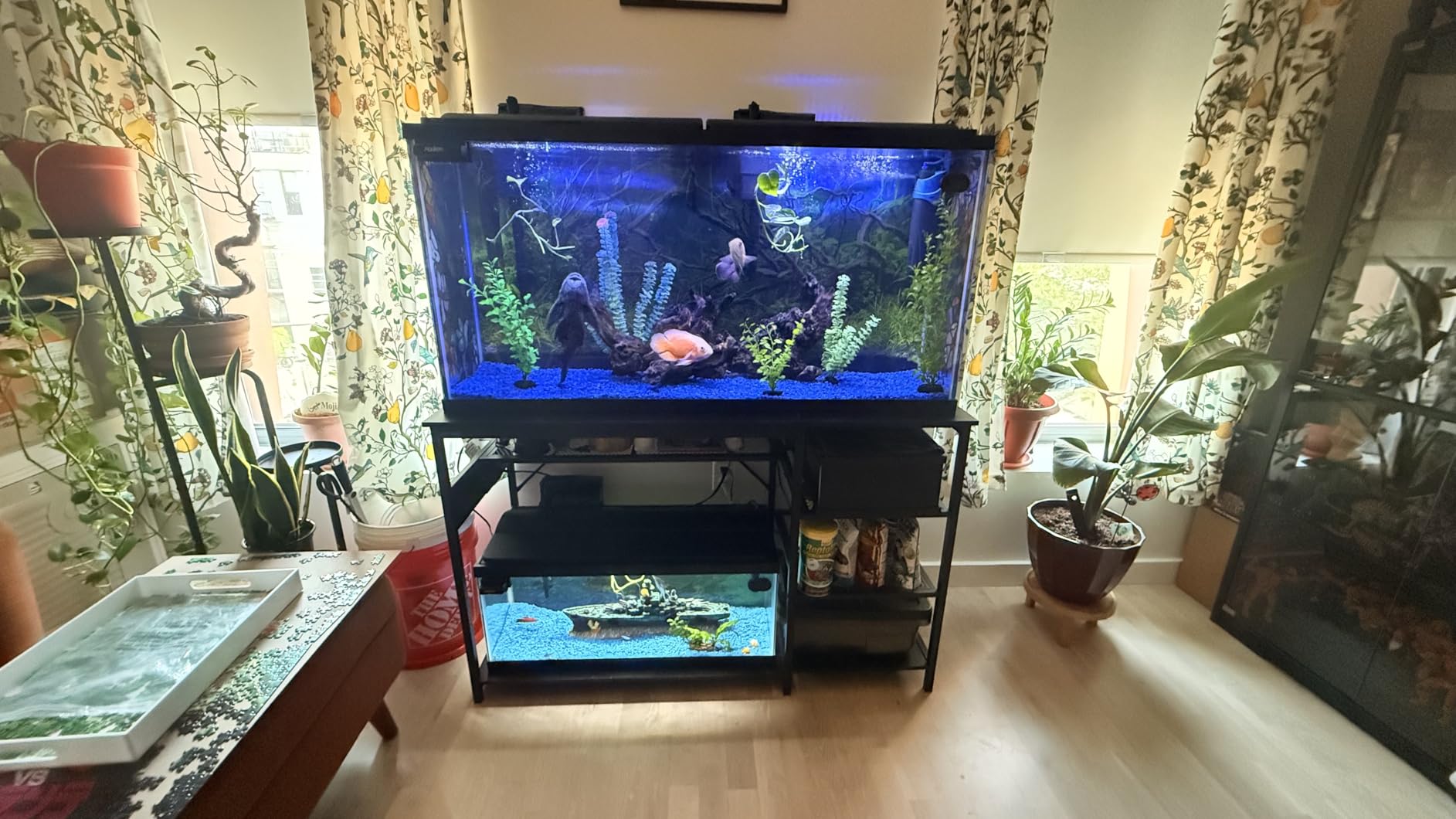 55-75 Gallon Fish Tank Stand: Heavy Duty Aquarium Stand with Power Outlets and Cabinet for Fish Tank Accessories Storage - Metal Frame, 1200LBS Capacity, Suitable for Fish & Reptile Terrariums customer photo 1