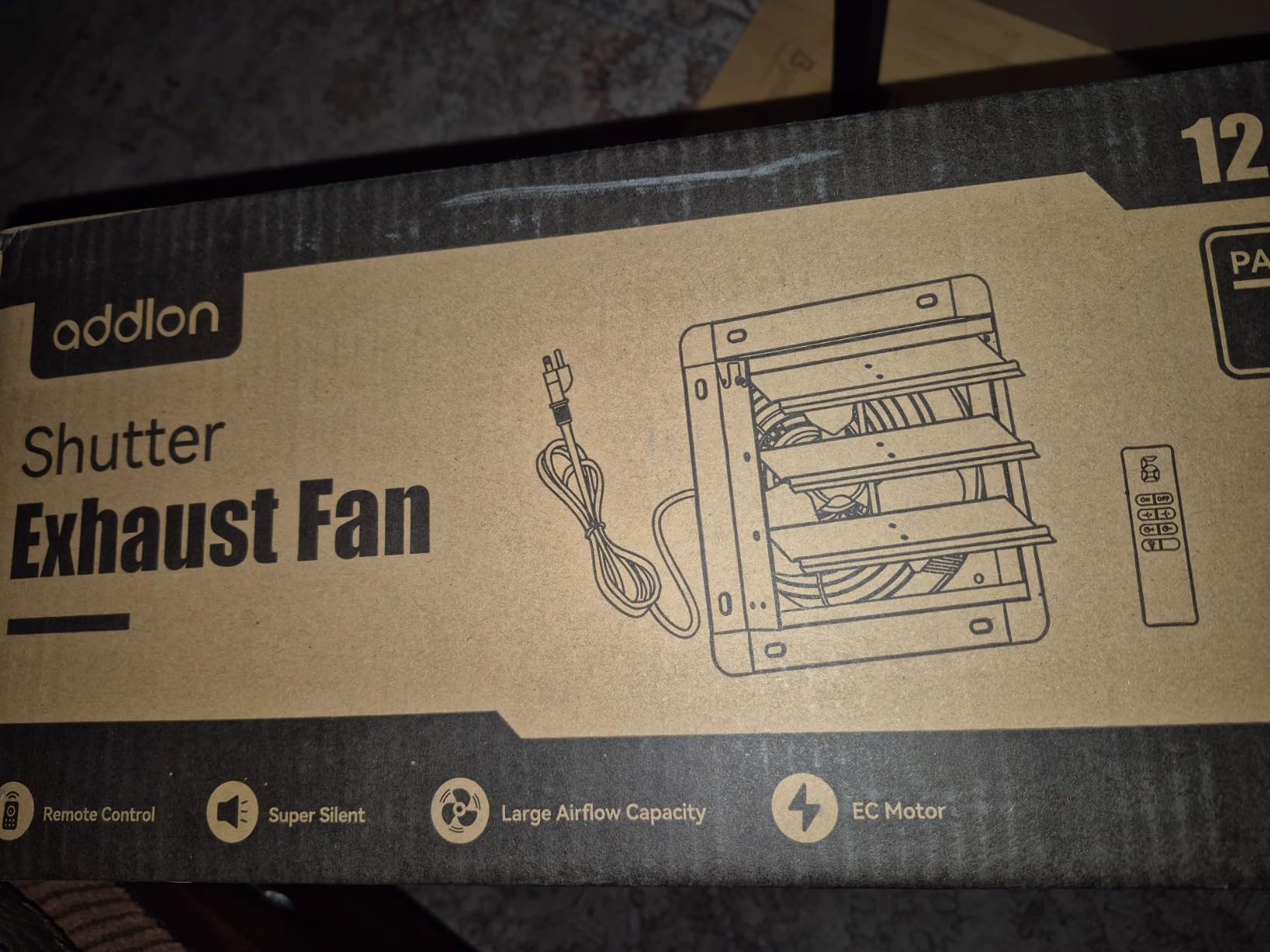 addlon 12 Shutter Exhaust Fanwith Remote Control, 8 Speeds 25W Energy Efficient DC Motors, 1200CFM, 8-Hour Timer, Garages/Greenhouse/Attic/Chicken Coop Ventilation Fan,Low Noise, Plug & Play customer photo 2