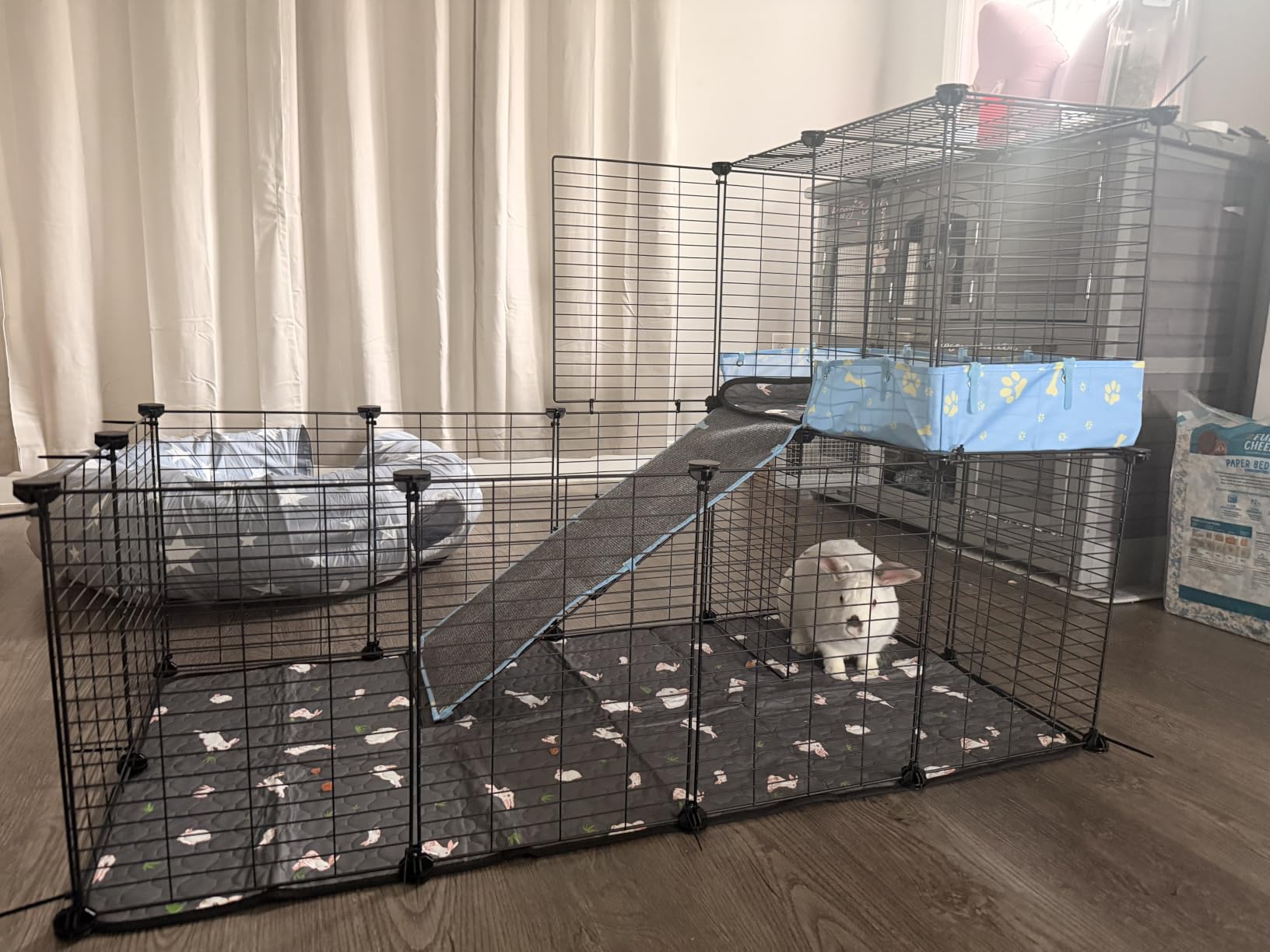 Guinea Pig Cages with Tarp and Bedding Pee Pad Liner, 2-Story Large Guinea Pig Playpen C&C Loft Cage for 2 Rabbit Bunny Chinchilla Small Animal Habitat for Indoor customer photo 1