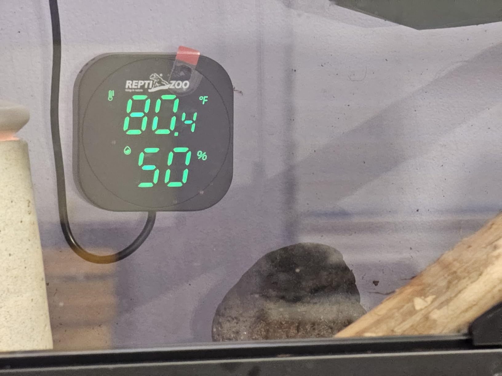 REPTI ZOO Thermometer Hygrometer, LED Digital Thermo Hygrometer for Reptile Terrarium Pet Rearing Box, Reptile Tank Thermometer with 55.2