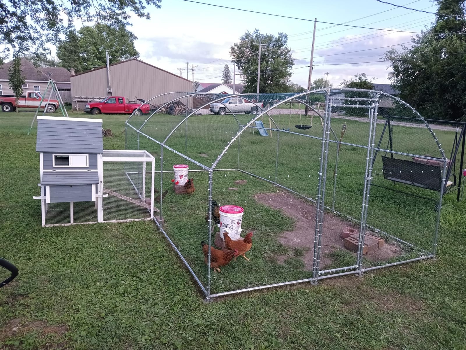 NUGRIART Large Metal Chicken Coop, Outdoor cage Run with Waterproof and Anti-UV Cover, Dome Roof Walk-in Poultry Cage Rabbit Duck House for Outside, Backyard and Farm. customer photo 2