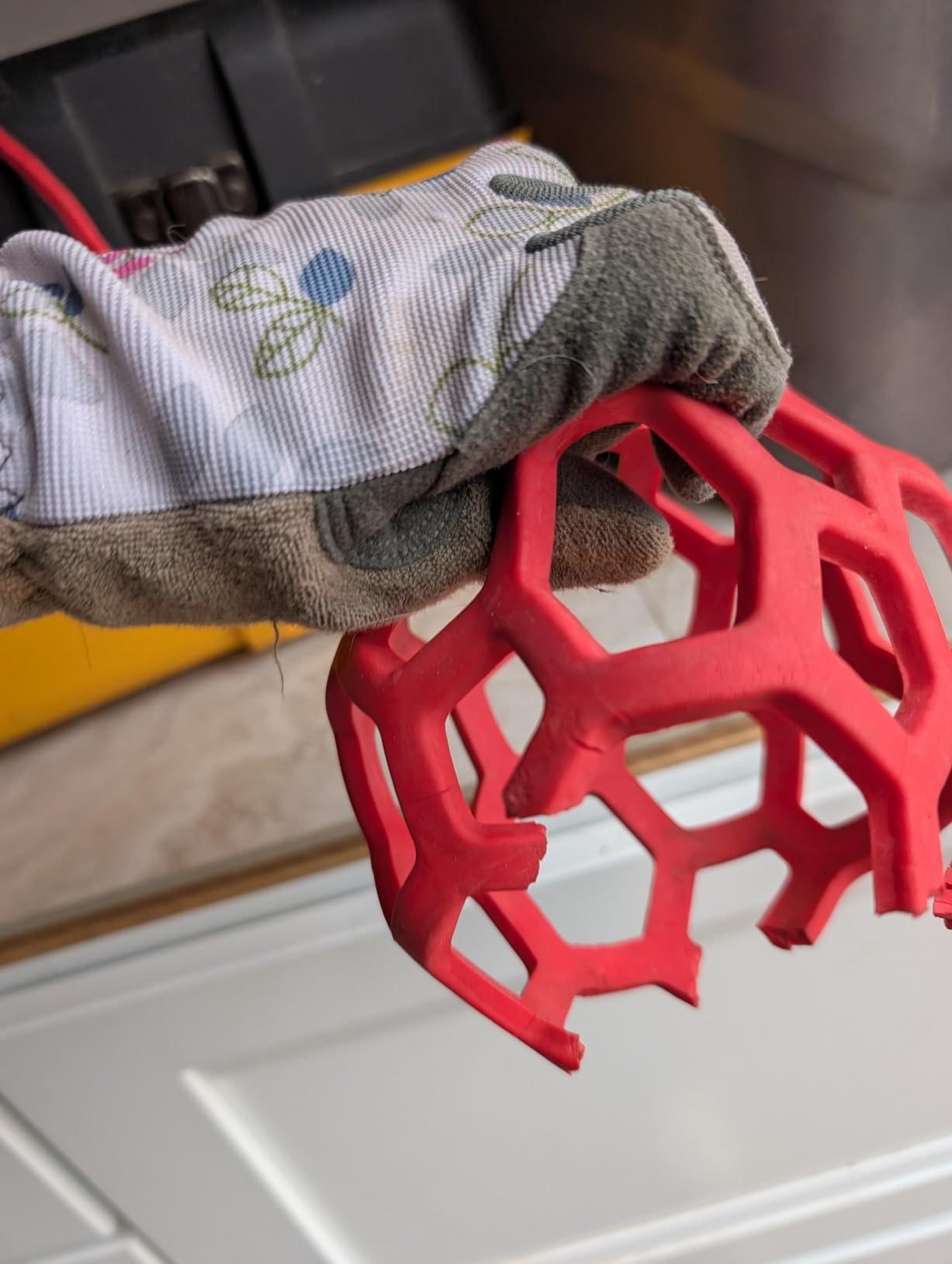 Goat Feeder Hanging Feeding Toy,Horse Treat Hay Feeder Toy, Durable TPR Feeding,for Horse Goat Sheep Relieve Stress,Stretch-Resistant Design(2pcs,Red+Yellow) customer photo 2