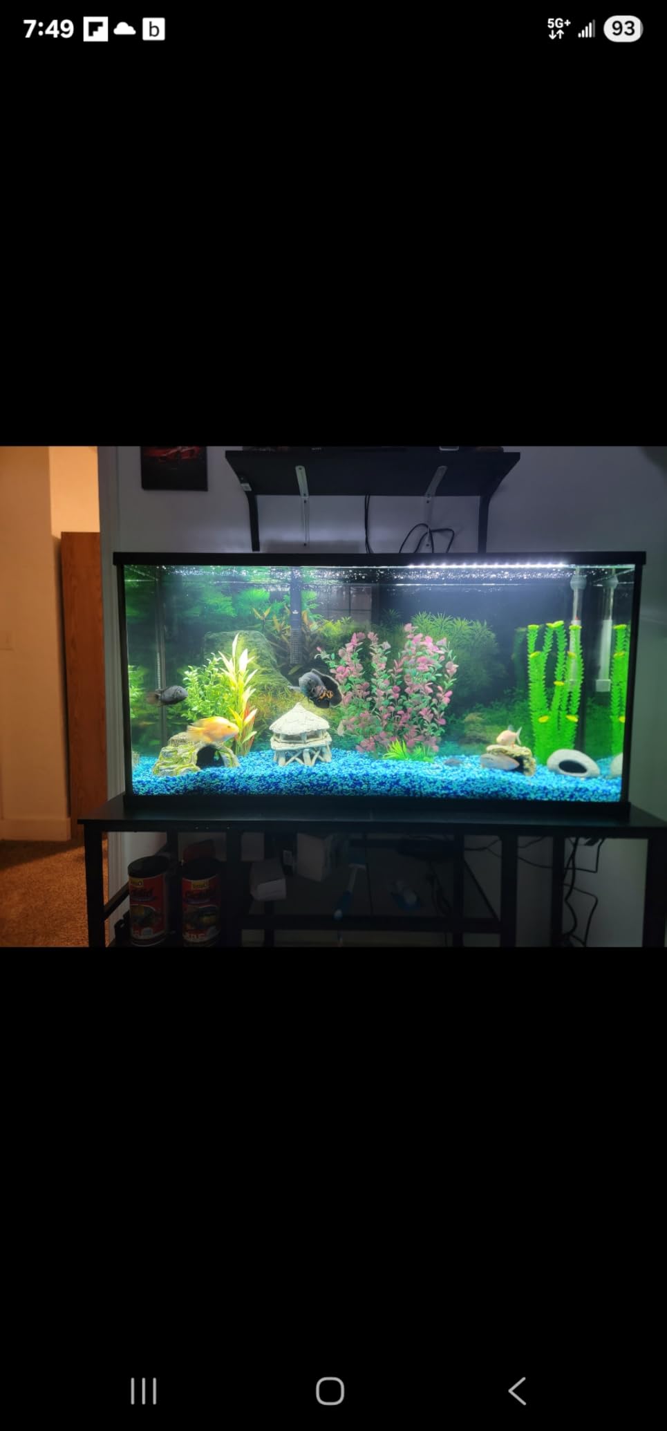 MAHANCRIS 55-75 Gallon Fish Tank Stand with Power Outlet, 3-Tier Metal Frame Aquarium Stand, Heavy Duty Reptile Terrarium Tank Stand, 52.0