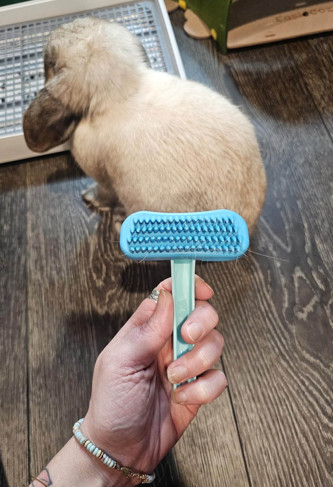 2 Pack Bunny and Chinchilla Grooming Brush - Soft Silicone De-Shedding Bath & Massage Comb for Rabbits, Guinea Pigs, Small Pets, Cats, Dogs, Kittens & Puppies customer photo 2