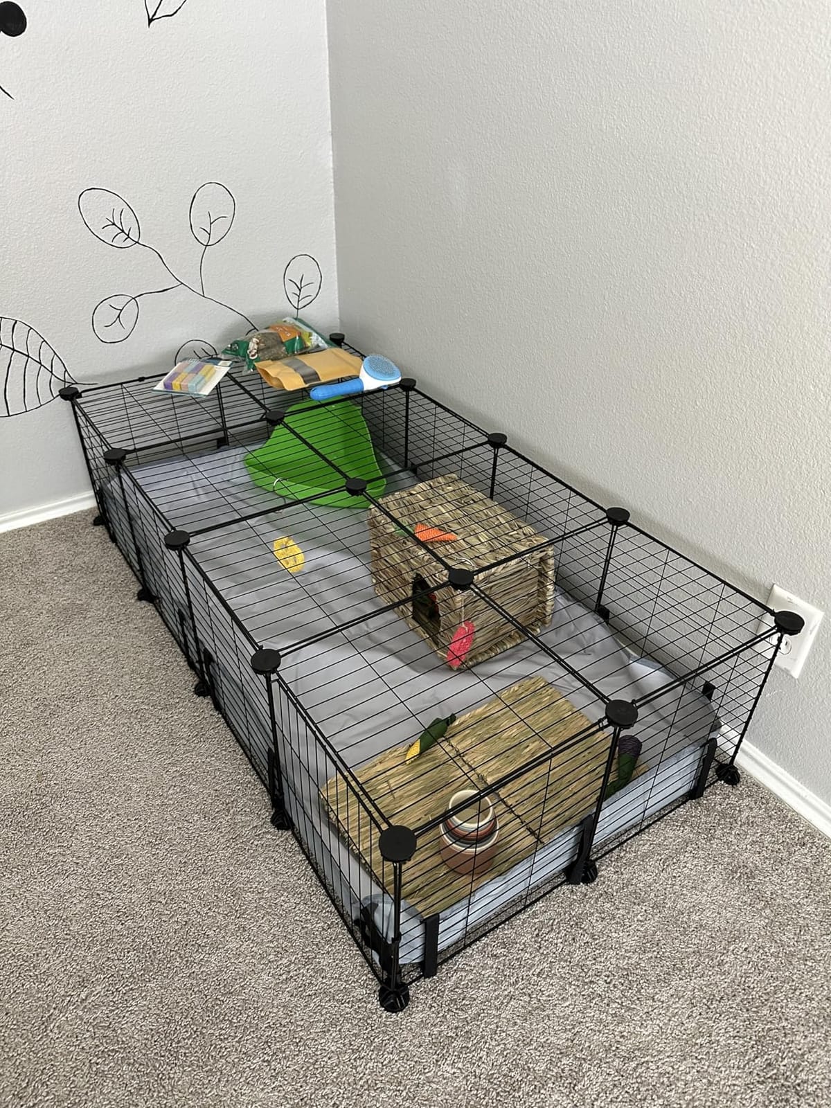 BUCATSTATE Guinea Pig Cages for 2, 20 Panels Guinea Pigs Playpen with Waterproof Mat, Metal Rabbit Cage Indoor for Hedgehogs, Quail, Chickens (56