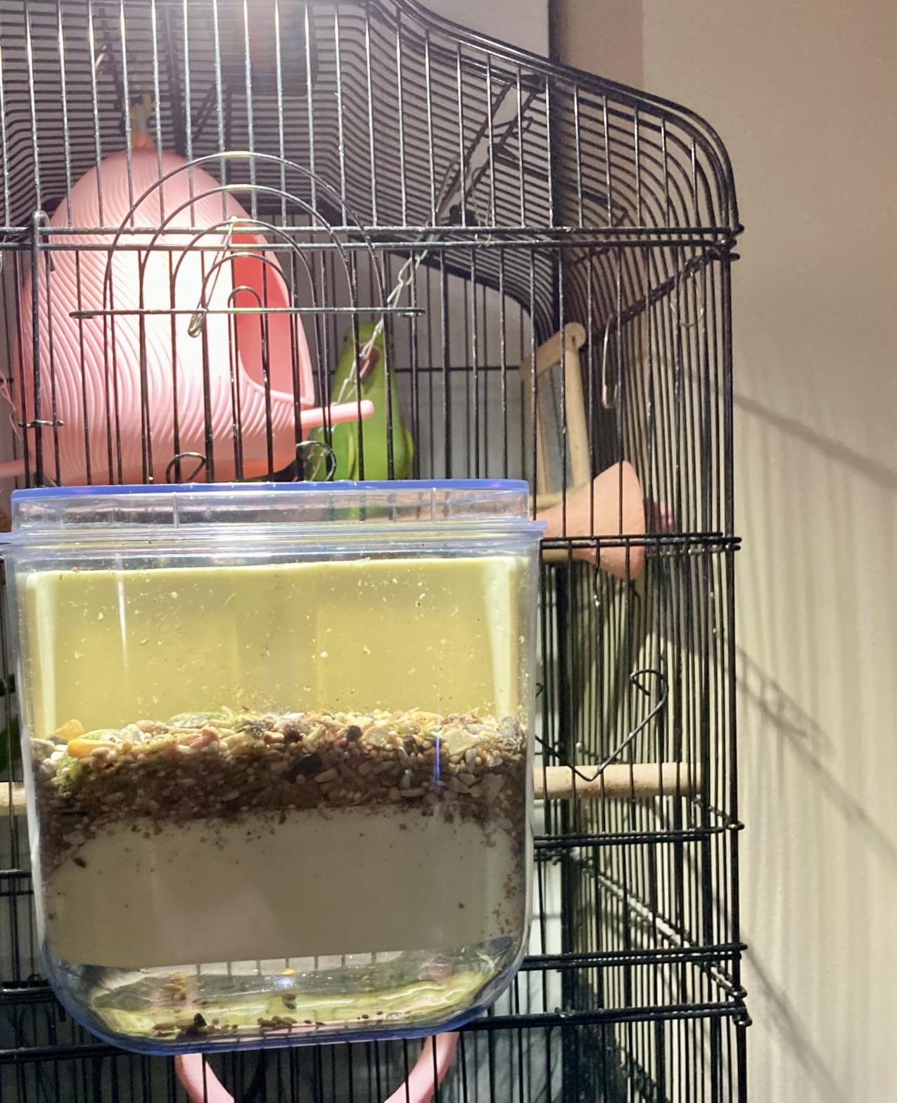 No Mess Automatic Bird Feeder for Cage, Parakeet Seed Catcher, Food Container | Preventing Birdseed Husk Spillage, Gravity-Fed Feeding, High-Capacity, Versatile Feeder or Bath, Top-Loading for Refilling customer photo 1