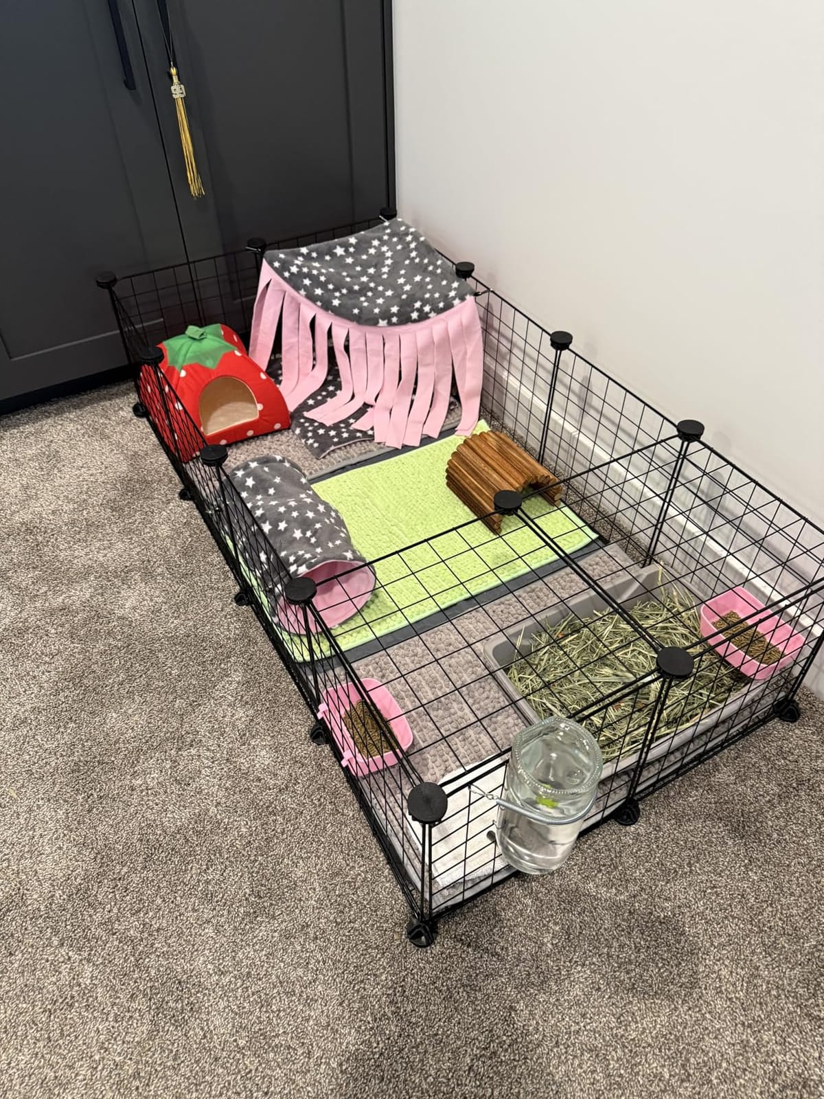 Guinea Pig Hideout, 3 Pack Tunnel Mat Corner Pet Cage Accessories | Soft Fleece Small Animal Hideaway Set Cage Accessories for Guinea Pig, Rabbit, Ferret, Chinchilla, Hedgehog customer photo 2