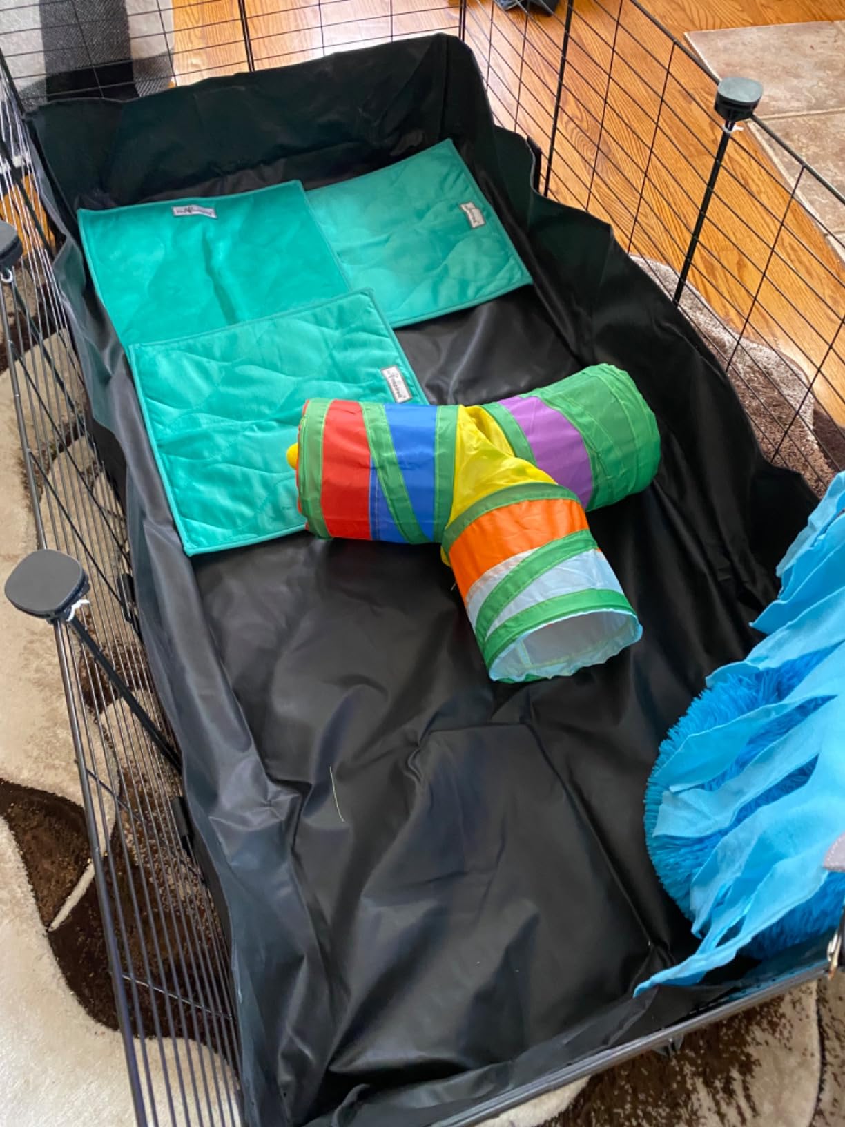 Oneluck Guinea Pig Cage, Small Animal Playpen with Raised Waterproof Liner, 8 Square Feet for 2 Pets, Expandable Indoor Habitat, C&C Cage for Bunny, Turtle, Hedgehog, 48''L x 24''W x 16''H customer photo 1