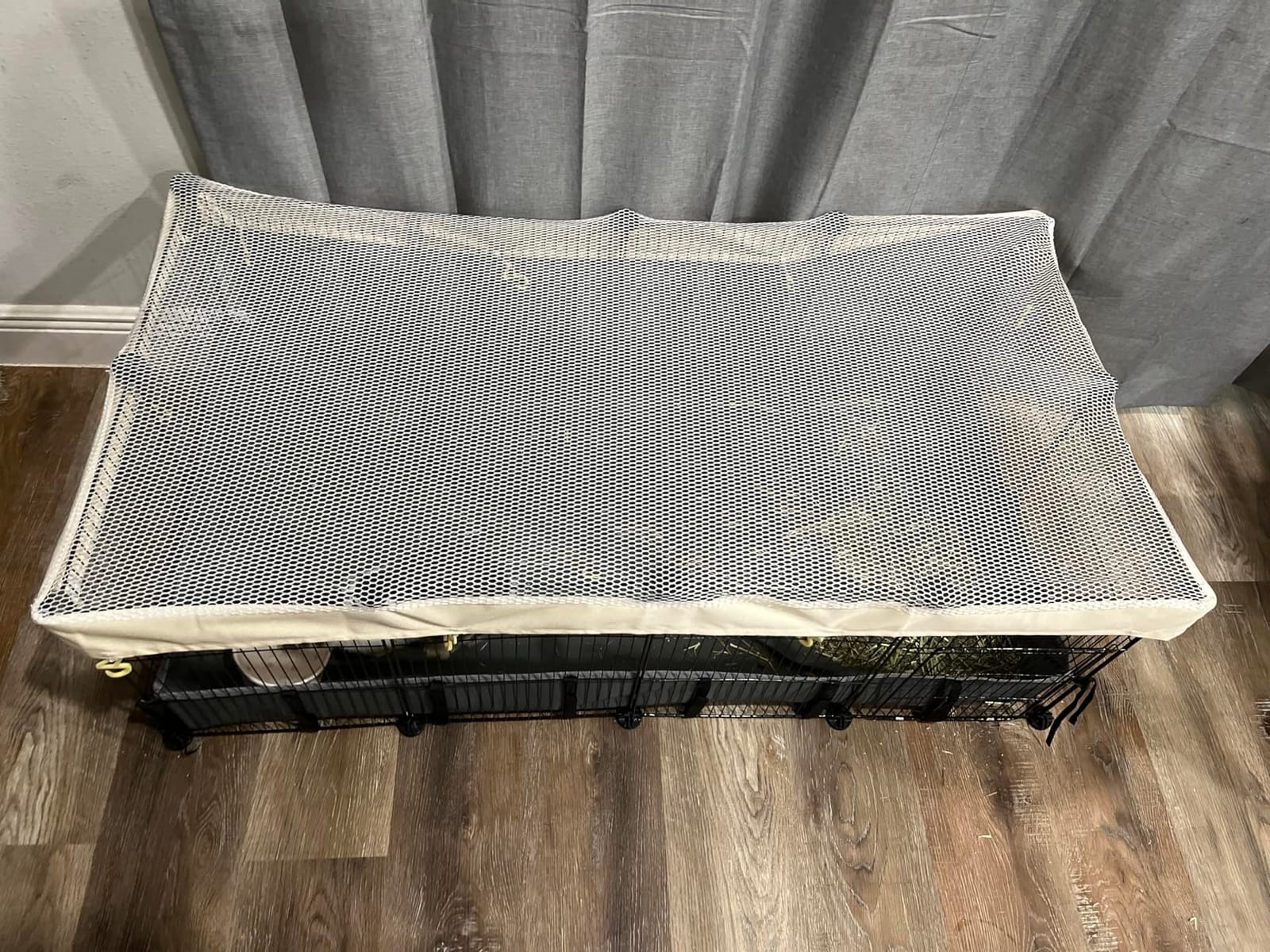 Cage Cover, Ventilated Mesh Top for C&C Midwest Guinea Pig Cage, Breathable & Escape-Proof Small Animal Enclosure Lid with Secure Clips for Rabbits (Not Include cage) (24inx47in Cage Cover) customer photo 1