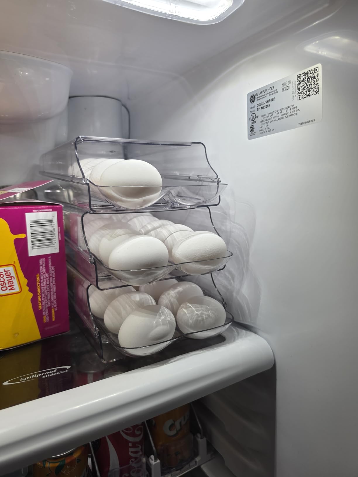 Vtopmart Clear Plastic Egg Holder for Fridge, Automatic Rolling Egg Container for Refrigerator, Stackable 14-Count Eggs Organizer with Removable Inner Tray, Fridge Organizers and Storage, 2Pack customer photo 2