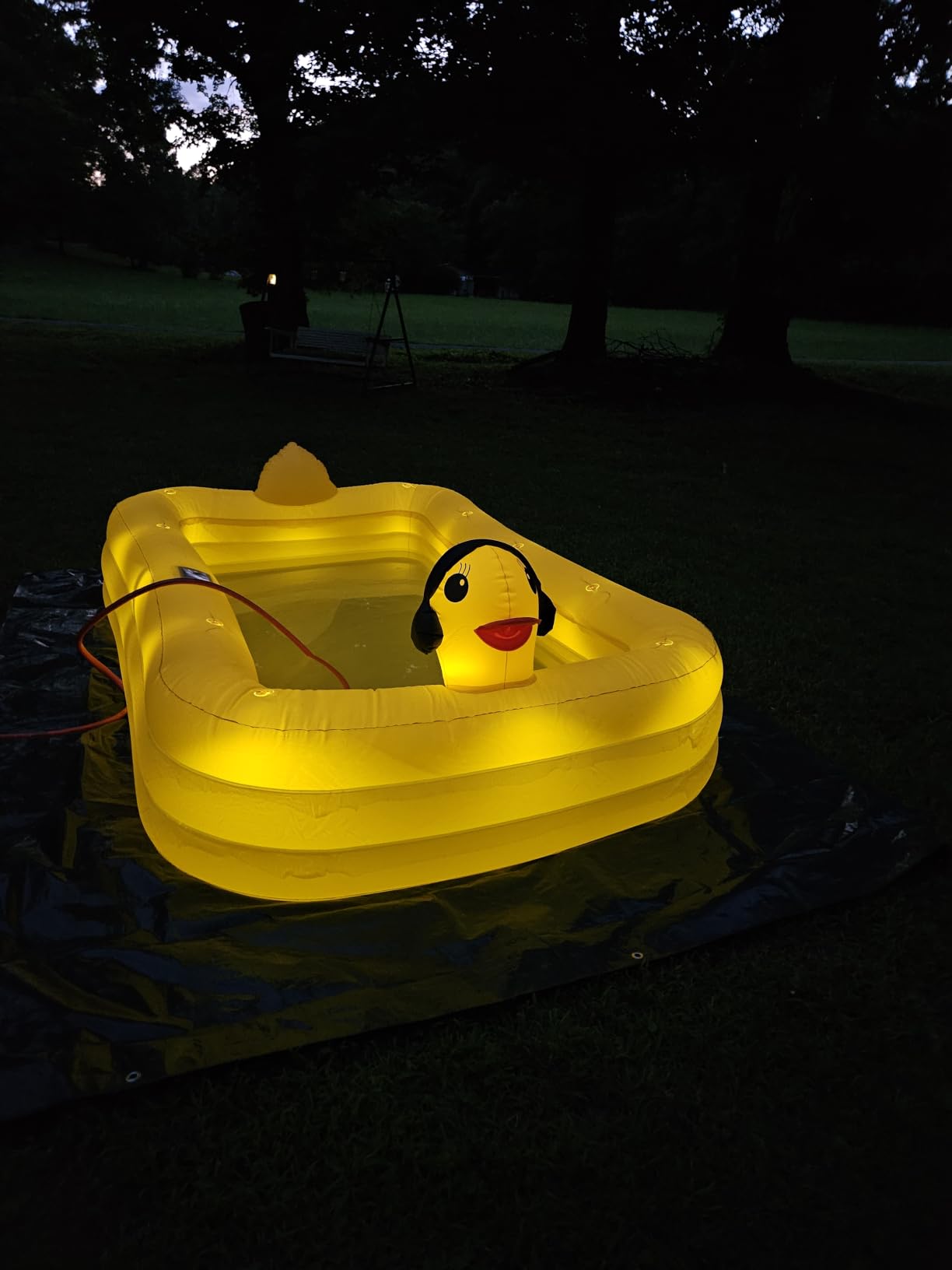 FizZeal Inflatable Pool with Lights,Solar Duck Inflatable Swimming Pool for Kid,Blow Up Pool for Adults,Large Inflatable Kiddie Pool,Durable Thickened Family Inflatable Kid Pool for Backyard 100*63*22 customer photo 1